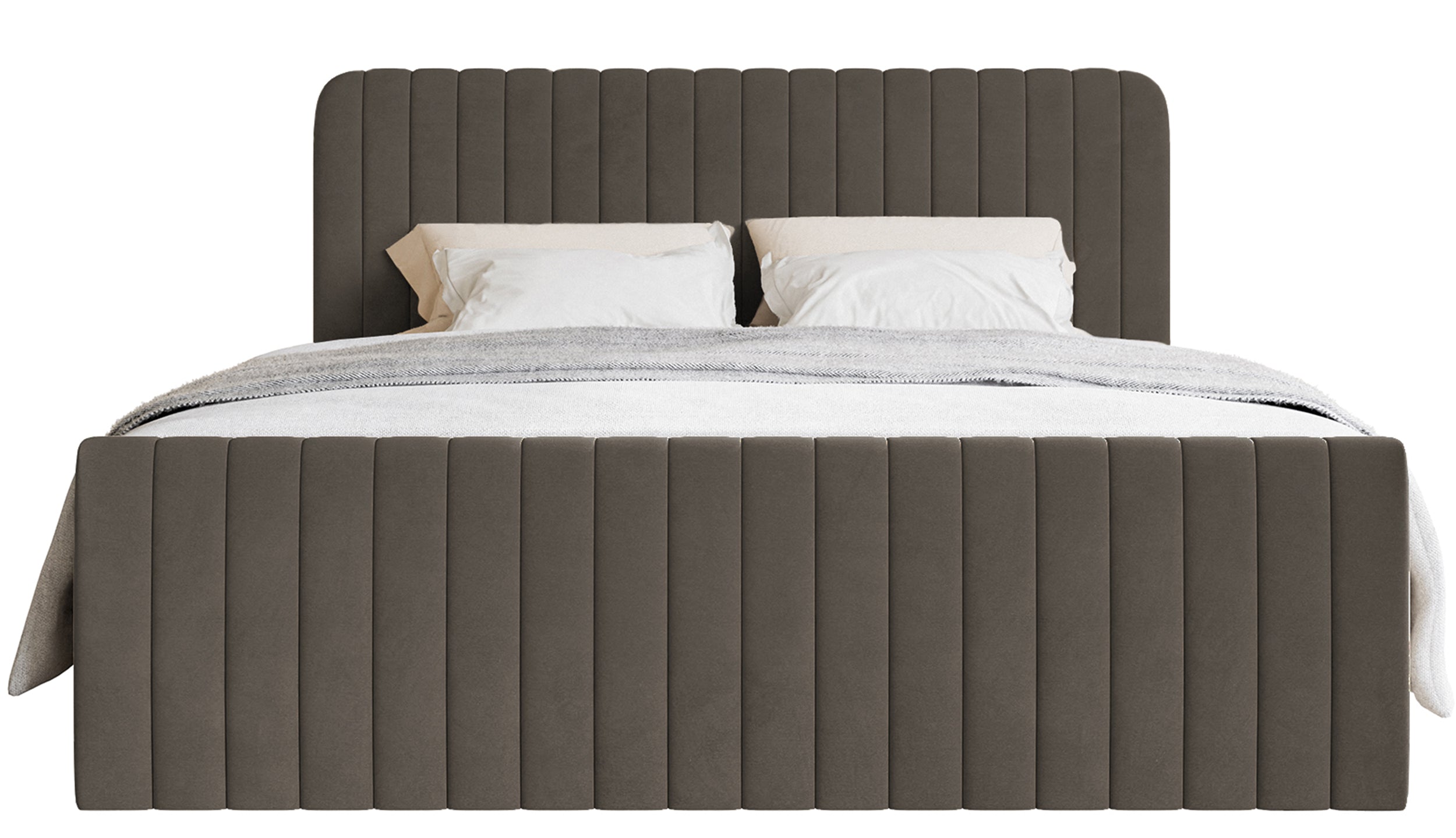 Kontinentalbett 140x200 cm Saliano mit Stauraum und Topper, brauner Samt