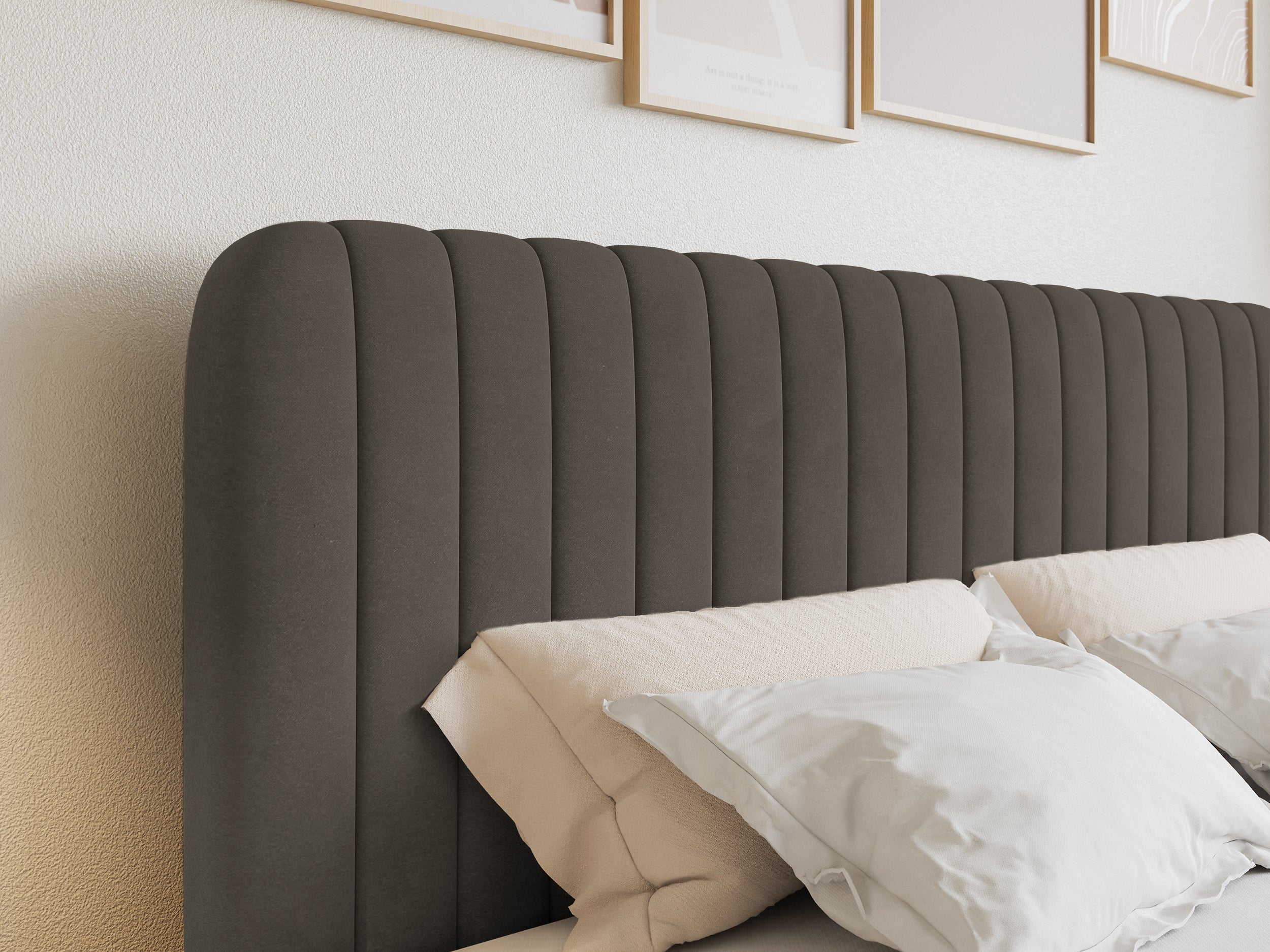 Kontinentalbett 140x200 cm Saliano mit Stauraum und Topper, brauner Samt