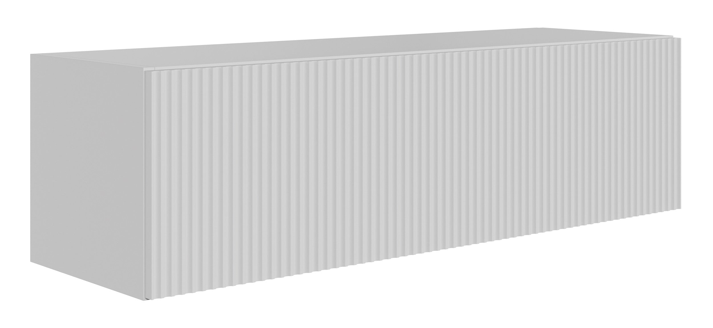 Hängender einflügeliger TV-Schrank Veldio mit geriffelter Front, 100 cm, weiß
