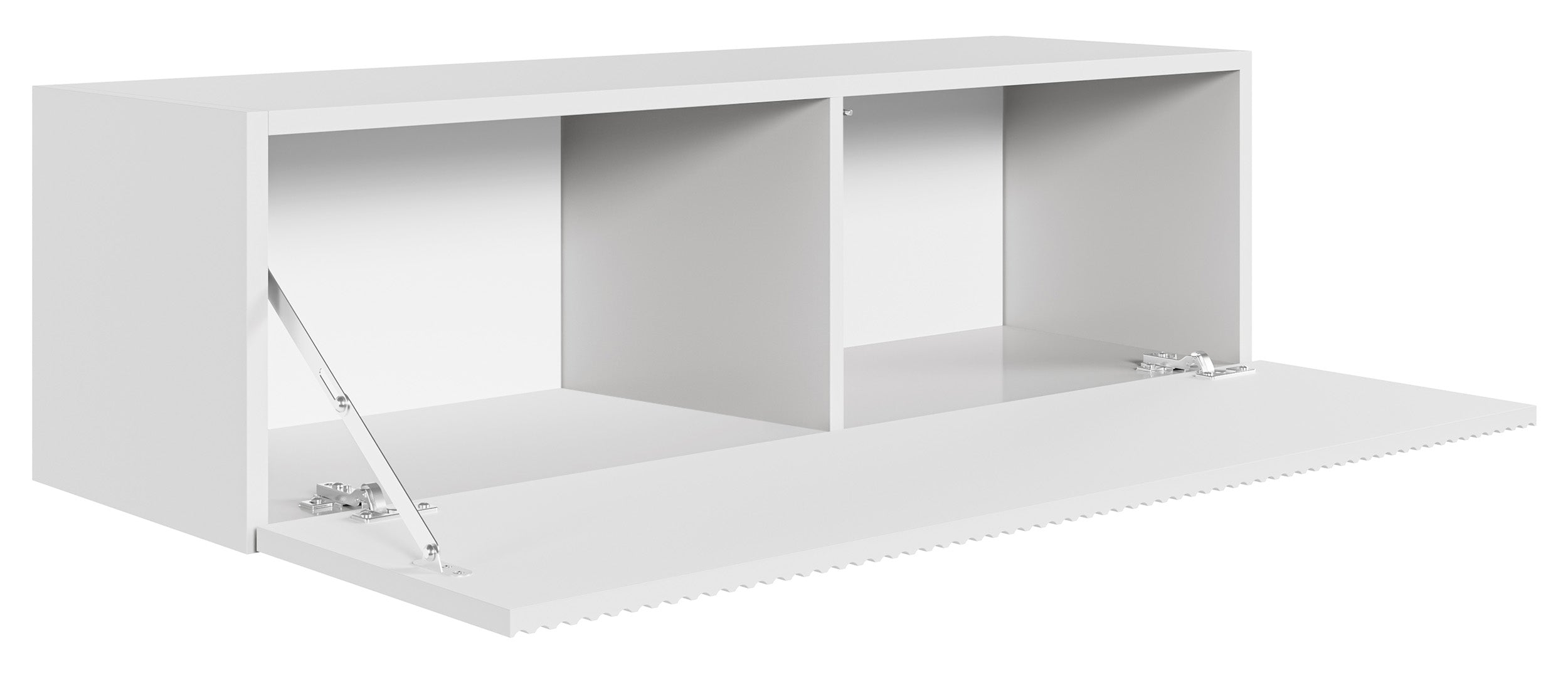 Hängender einflügeliger TV-Schrank Veldio mit geriffelter Front, 100 cm, weiß