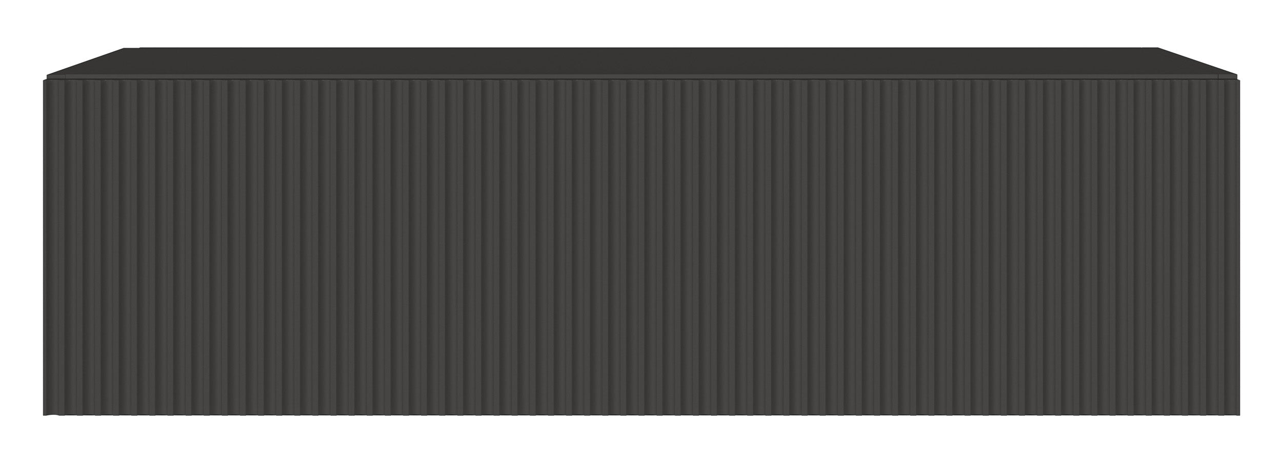 Hängender RTV-Schrank Veldio mit einer Tür, gerillte Front, 100 cm, schwarz