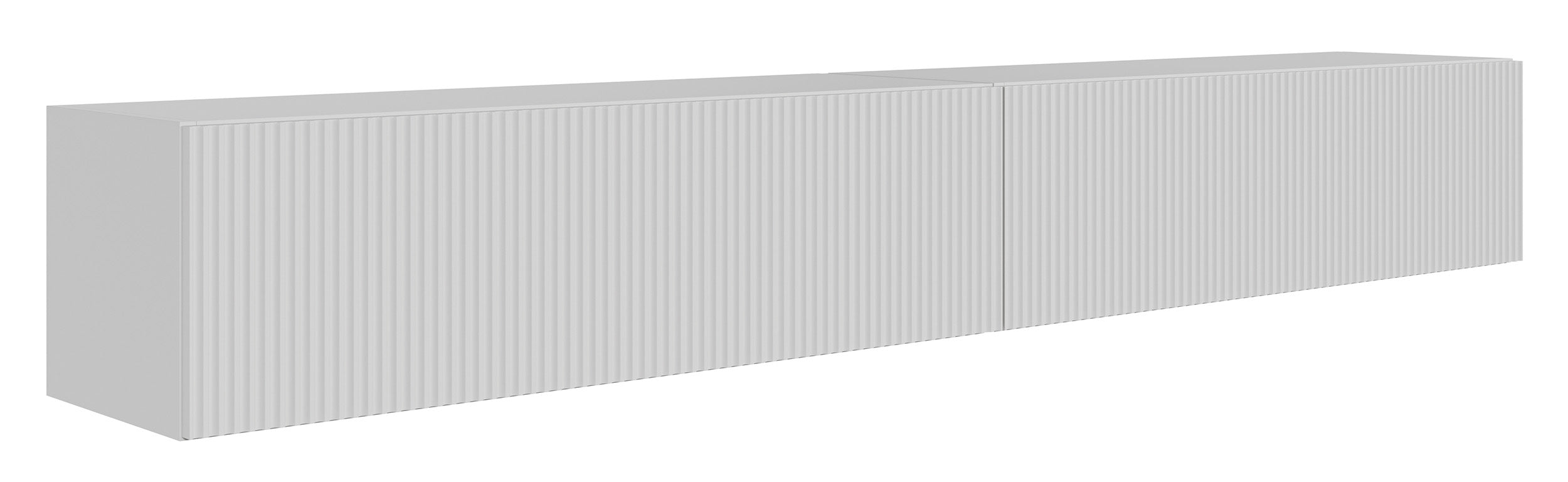Hängender TV-Schrank Veldio mit zwei Türen und gerillter Front, 200 cm, weiß