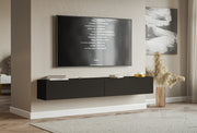 Hängender TV-Schrank Veldio mit zwei Türen, gerillte Front, 200 cm, schwarz