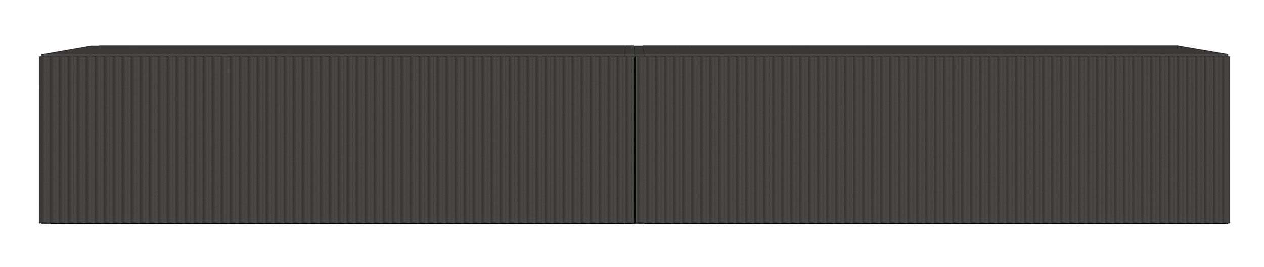 Hängender TV-Schrank Veldio mit zwei Türen, gerillte Front, 200 cm, schwarz