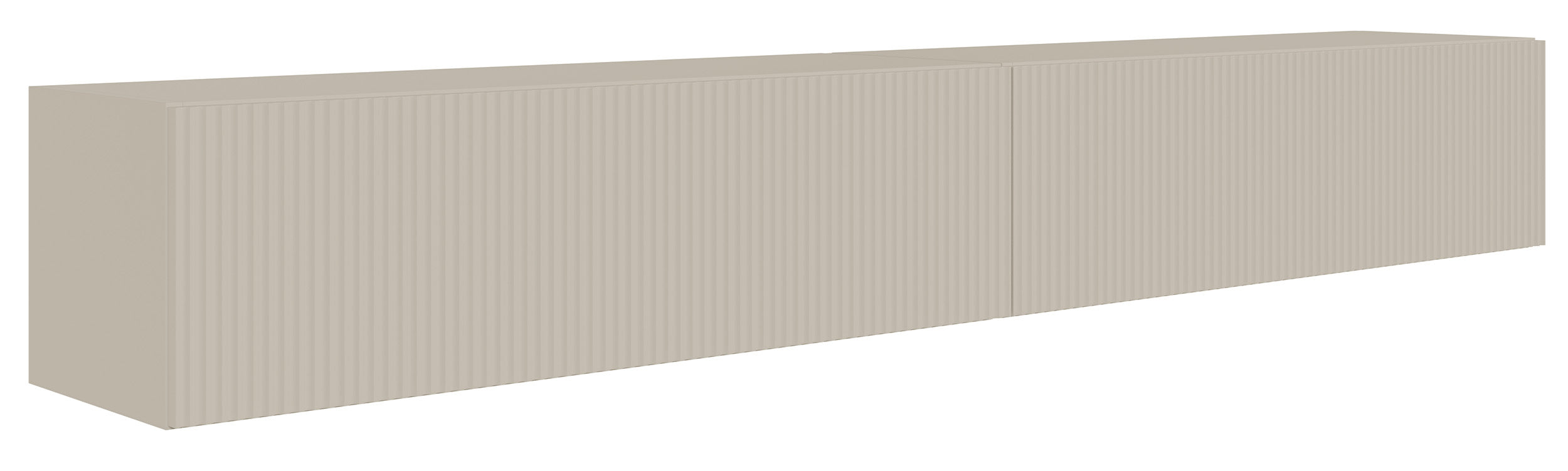 Hängender TV-Schrank Veldio mit zwei Türen und geriffelter Front, 200 cm, grau-beige
