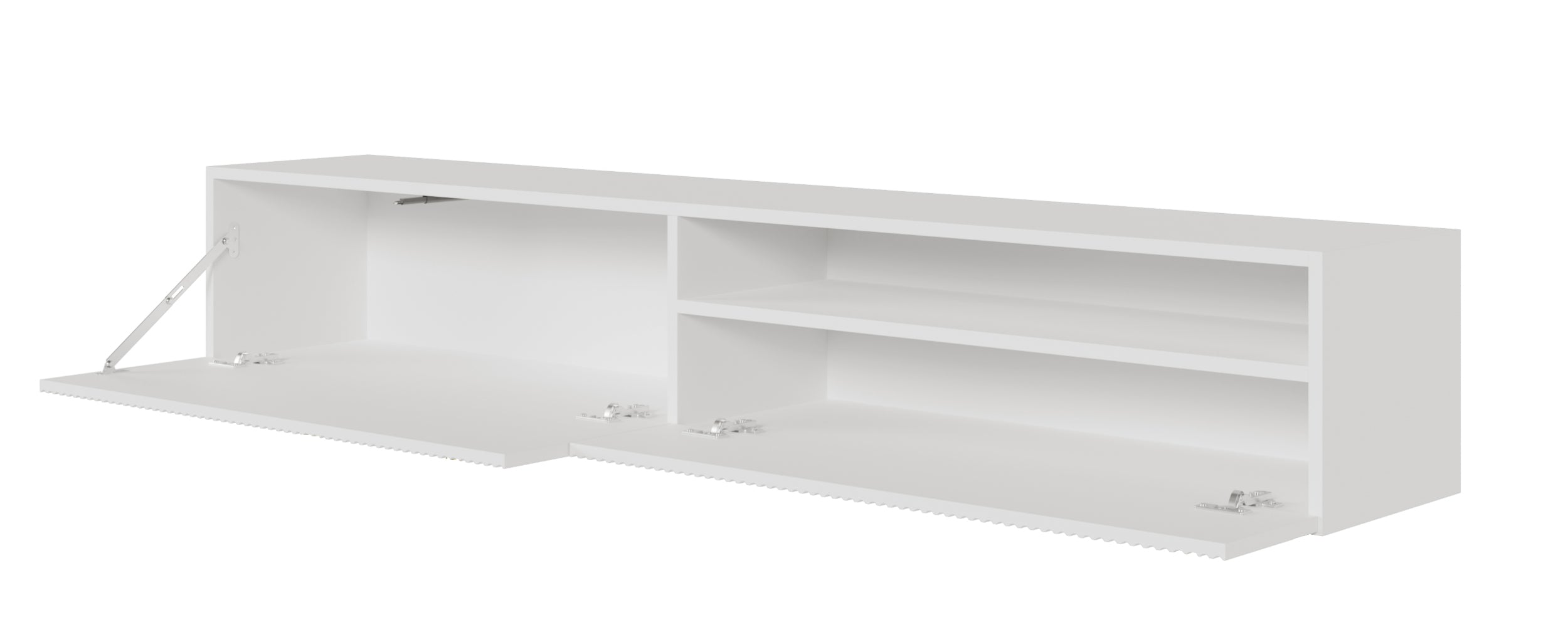 TV-Schrank Veldio mit gefräster Front und Nische, 175 cm, schwarze Wandmontage
