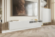 Hängender TV-Schrank Veldio mit gefräster Front und Nische, 175 cm, Weiß