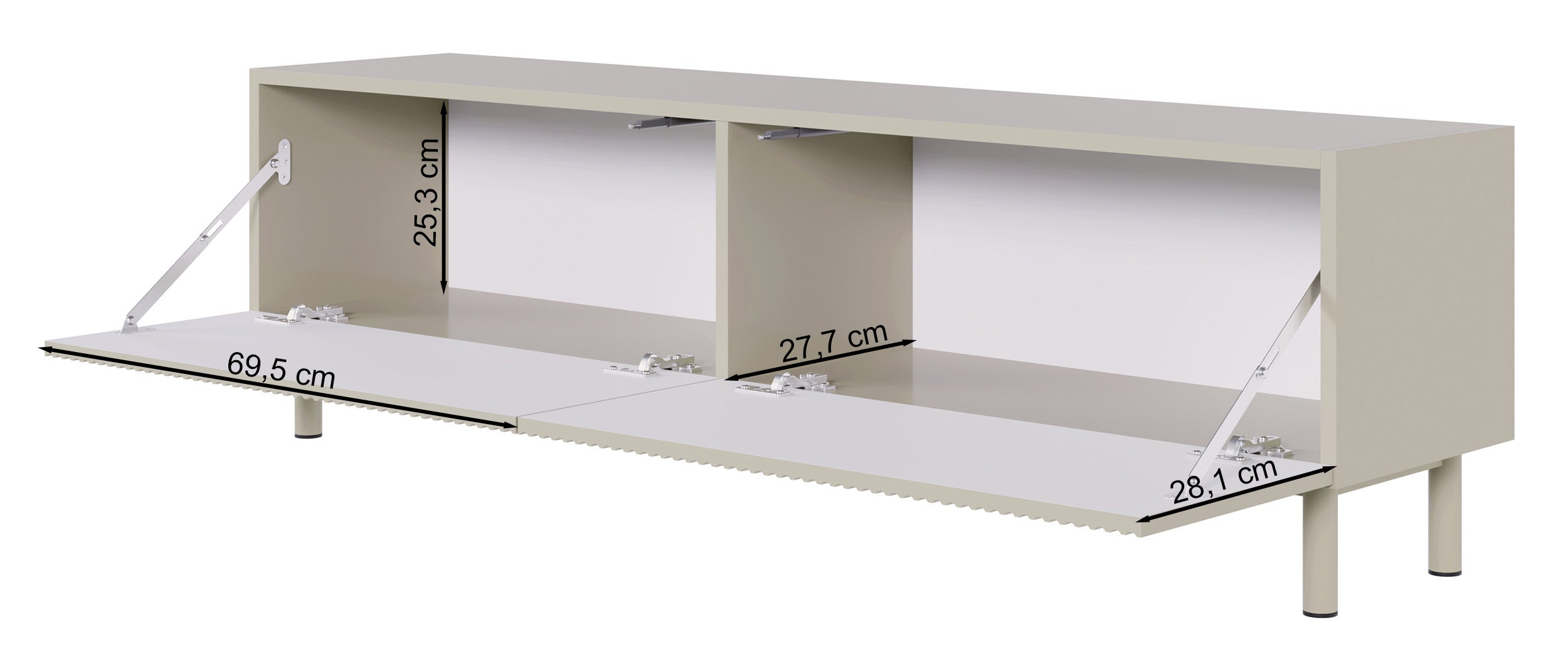 TV-Schrank Veldio New mit gefräster Front 140 cm grau-beige