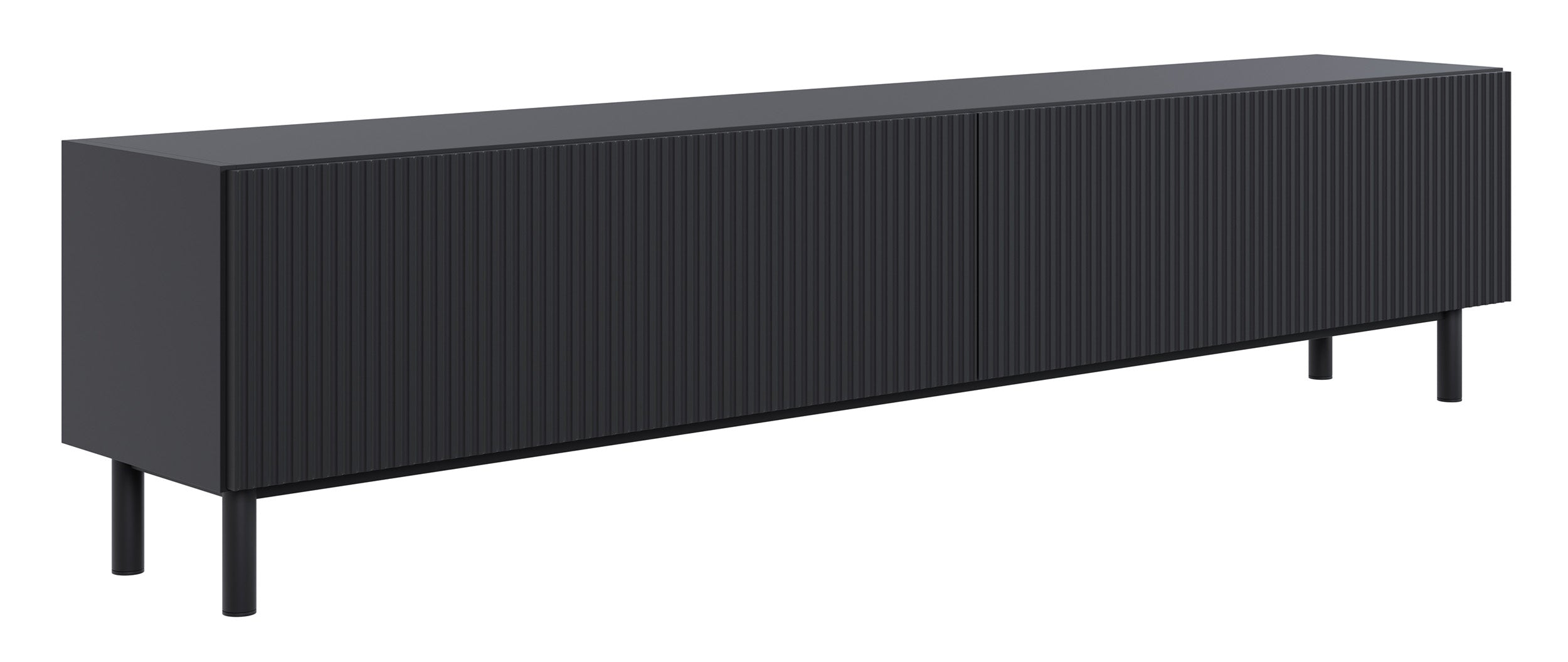 TV-Schrank Veldio New mit gefräster Front, 175 cm, schwarz