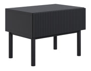 Nachttisch Veldio New mit gefräster Front und Schublade, 50 cm, schwarz