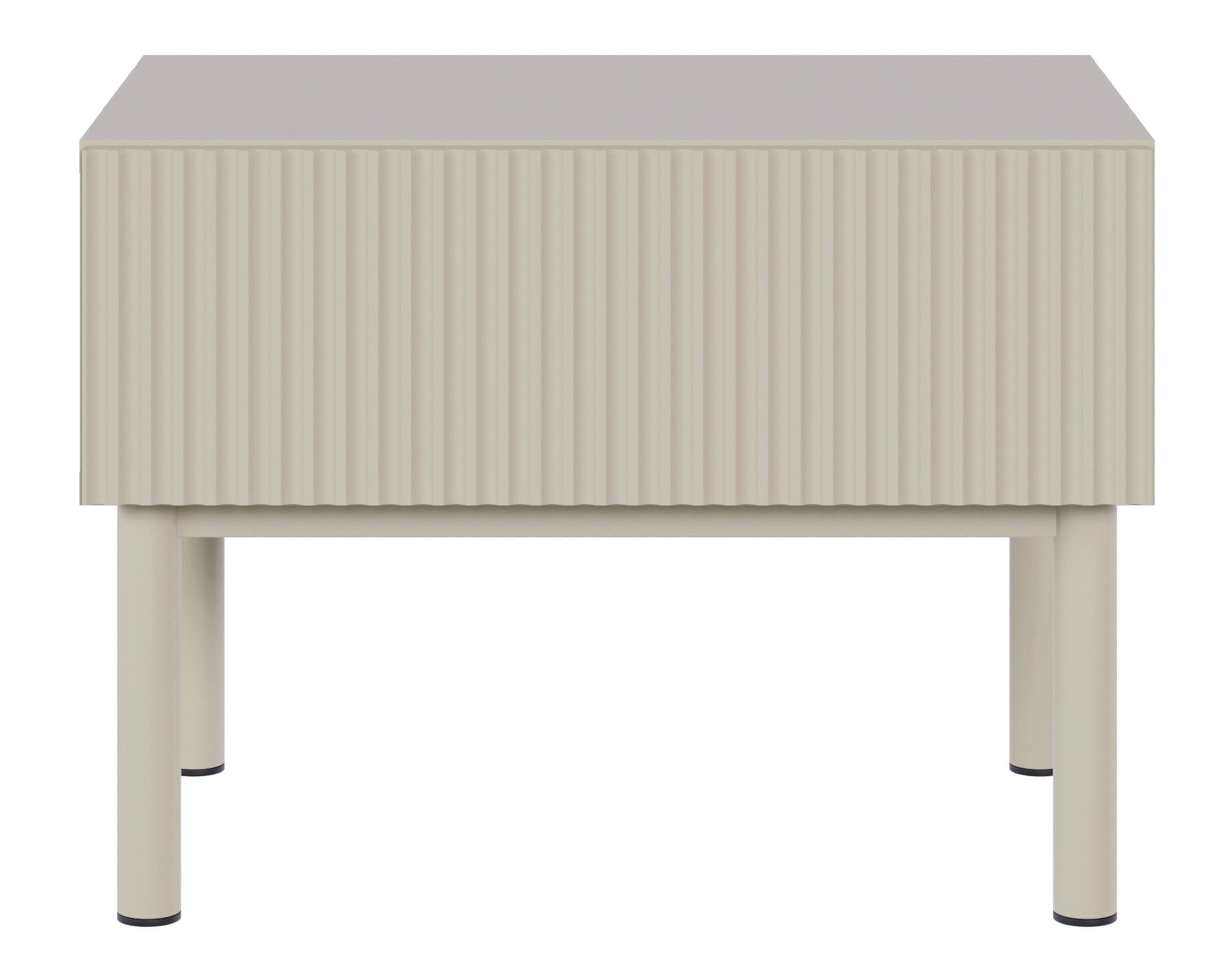 Nachttisch Veldio New mit gefräster Front und Schublade 50 cm grau-beige