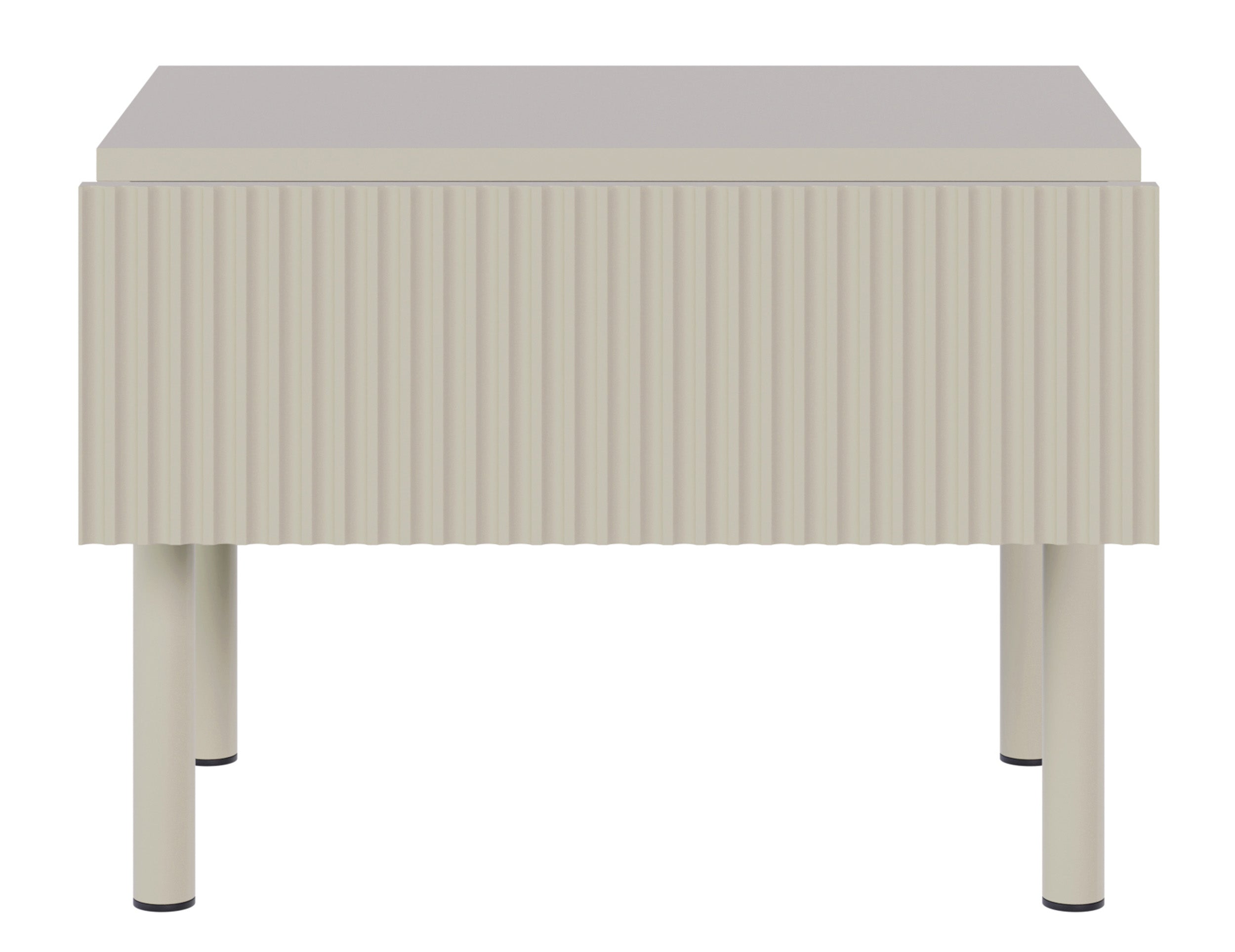 Nachttisch Veldio New mit gefräster Front und Schublade 50 cm grau-beige