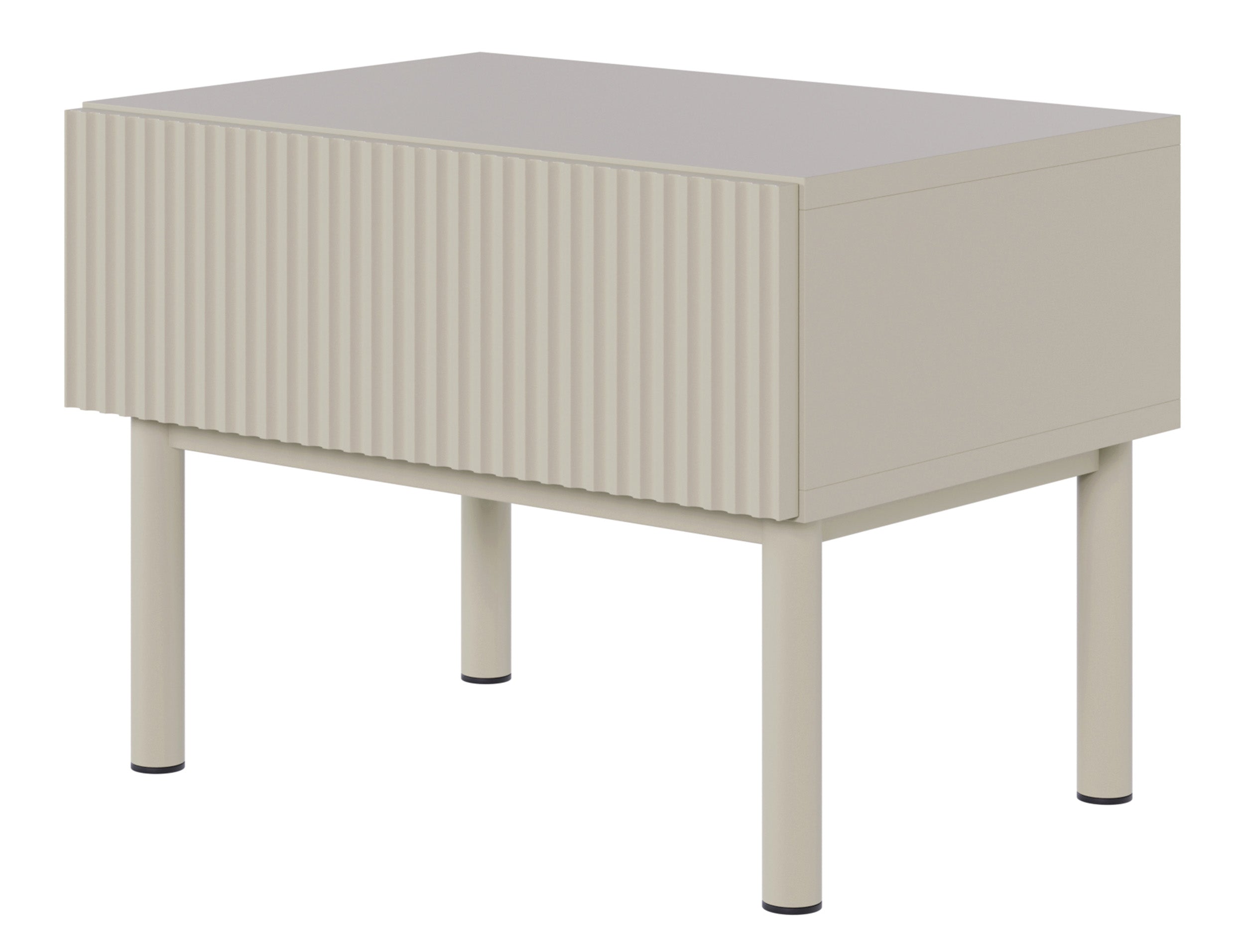 Nachttisch Veldio New mit gefräster Front und Schublade 50 cm grau-beige