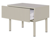 Nachttisch Veldio New mit gefräster Front und Schublade 50 cm grau-beige