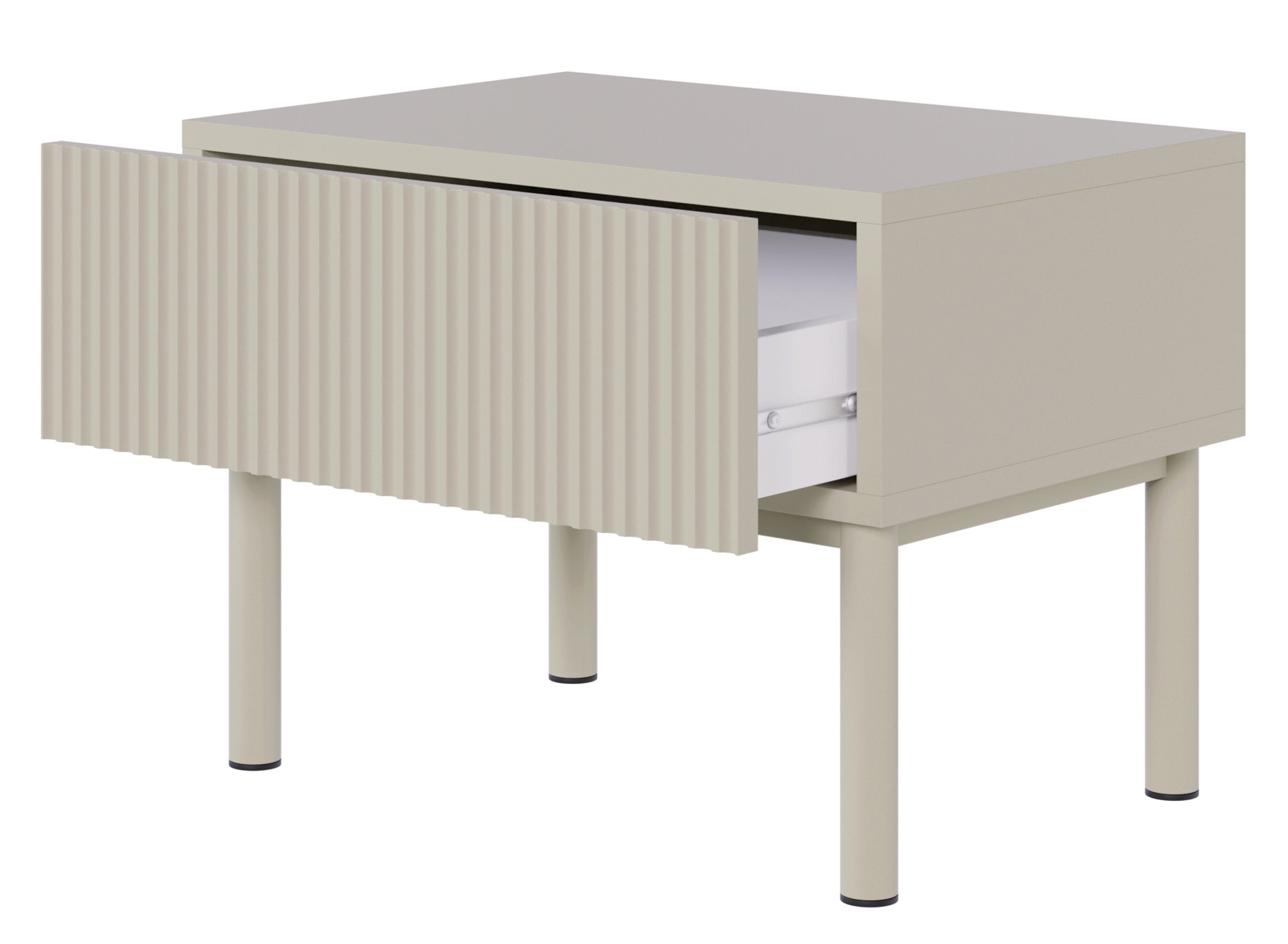 Nachttisch Veldio New mit gefräster Front und Schublade 50 cm grau-beige