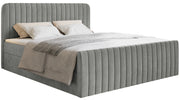 Kontinentales Bett 140x200 cm Saliano mit Stauraum und Topper, grauer Samt