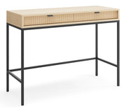 Toilettentisch Vellore mit zwei Schubladen und geriffelter Front, 104 cm, Vicenza-Eiche auf schwarzen Beinen