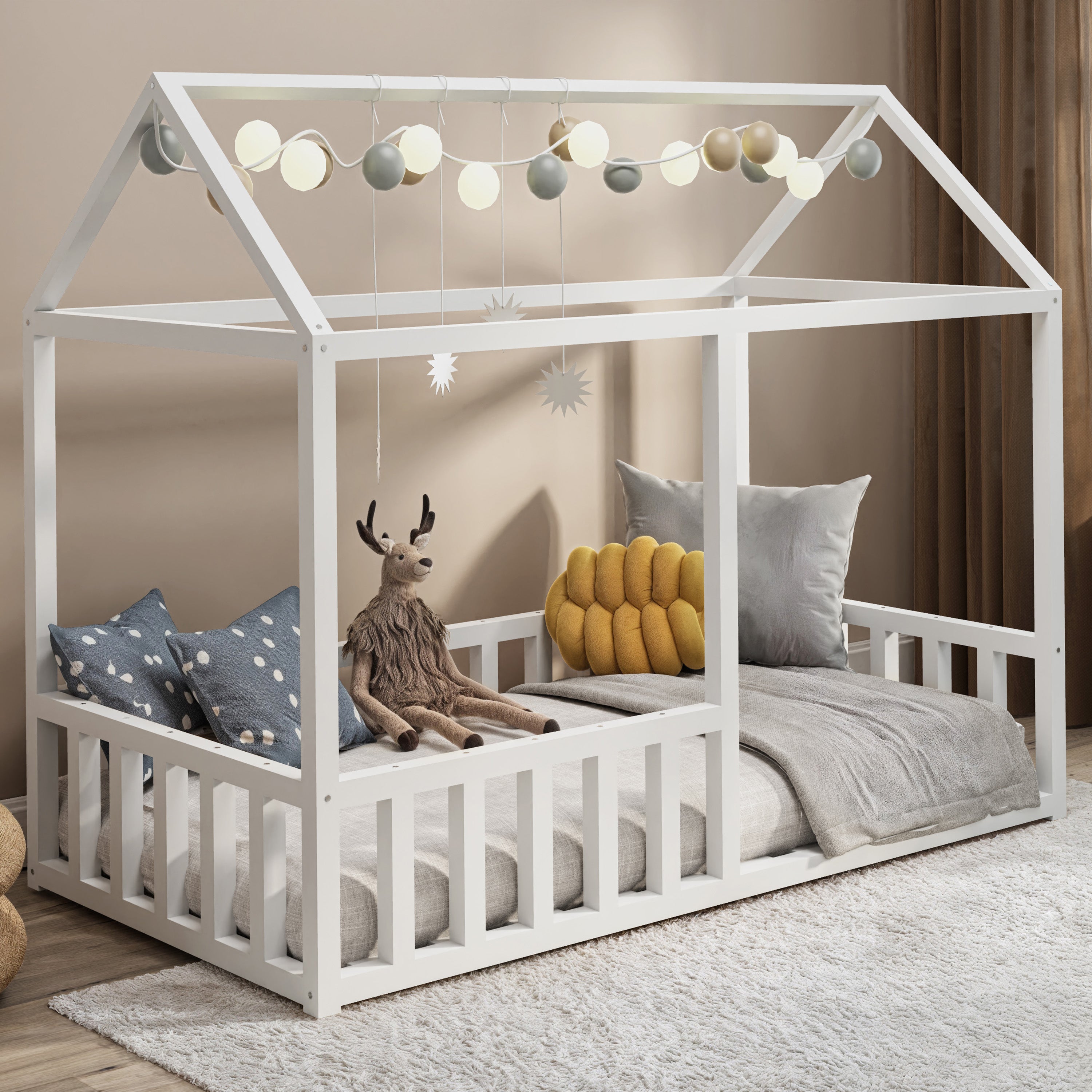 Bett 75x160 cm Vistena Haus weiß