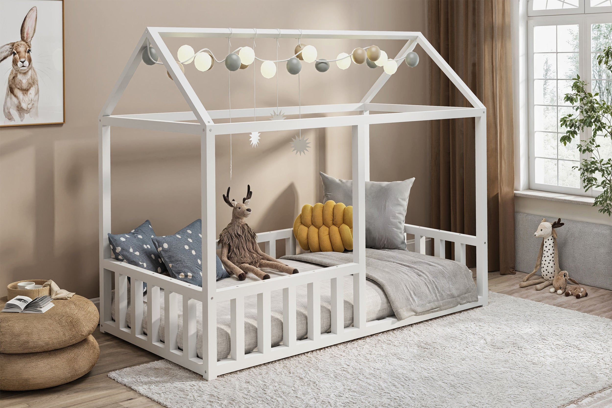 Bett 75x160 cm Vistena Haus weiß