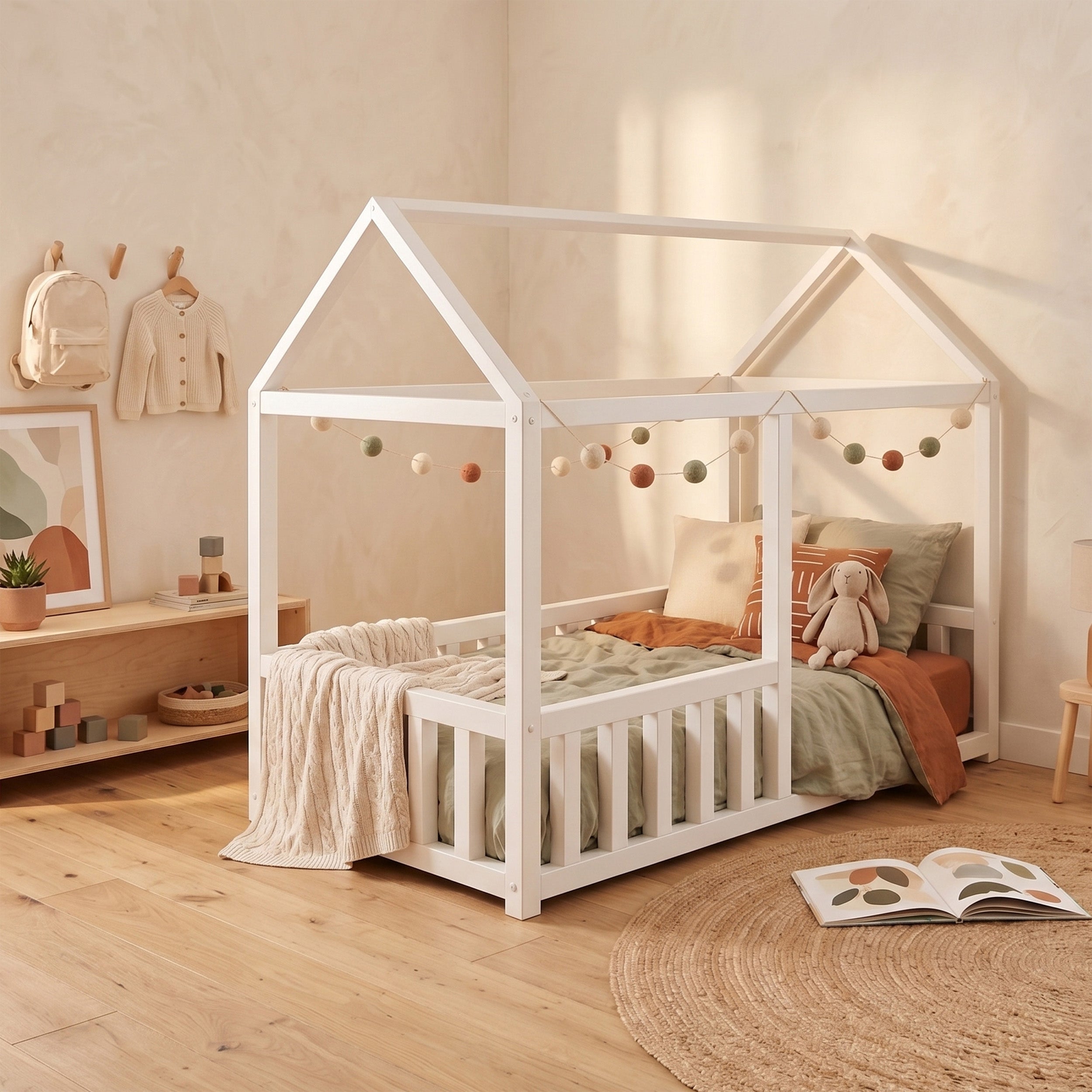 Bett 75x160 cm Vistena Haus weiß