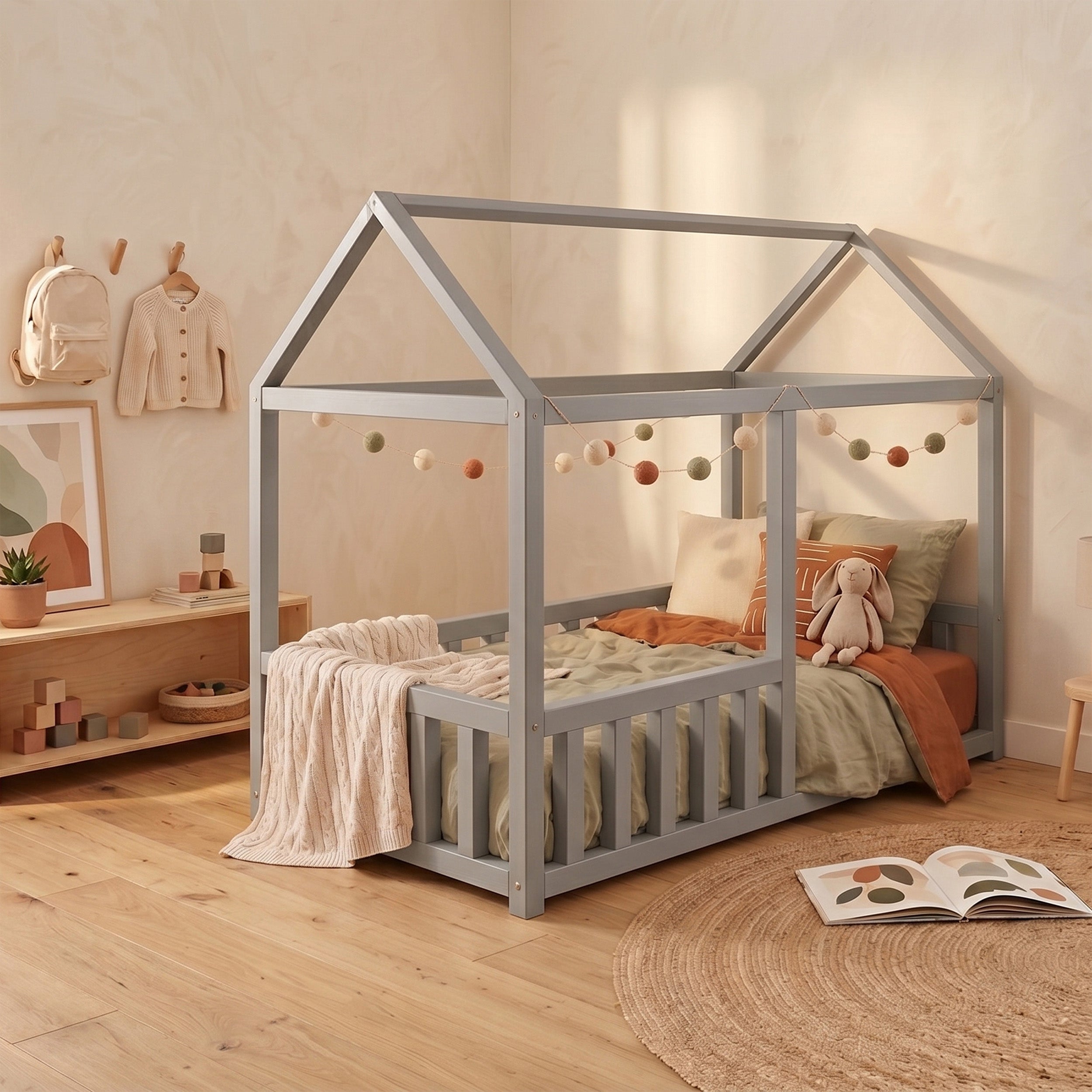 Bett 75x160 cm Vistena Haus grau