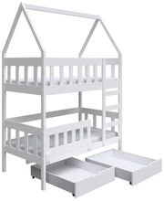 Etagenbett 75x180 cm Vistena Doppelbett Haus mit Schubladen weiß