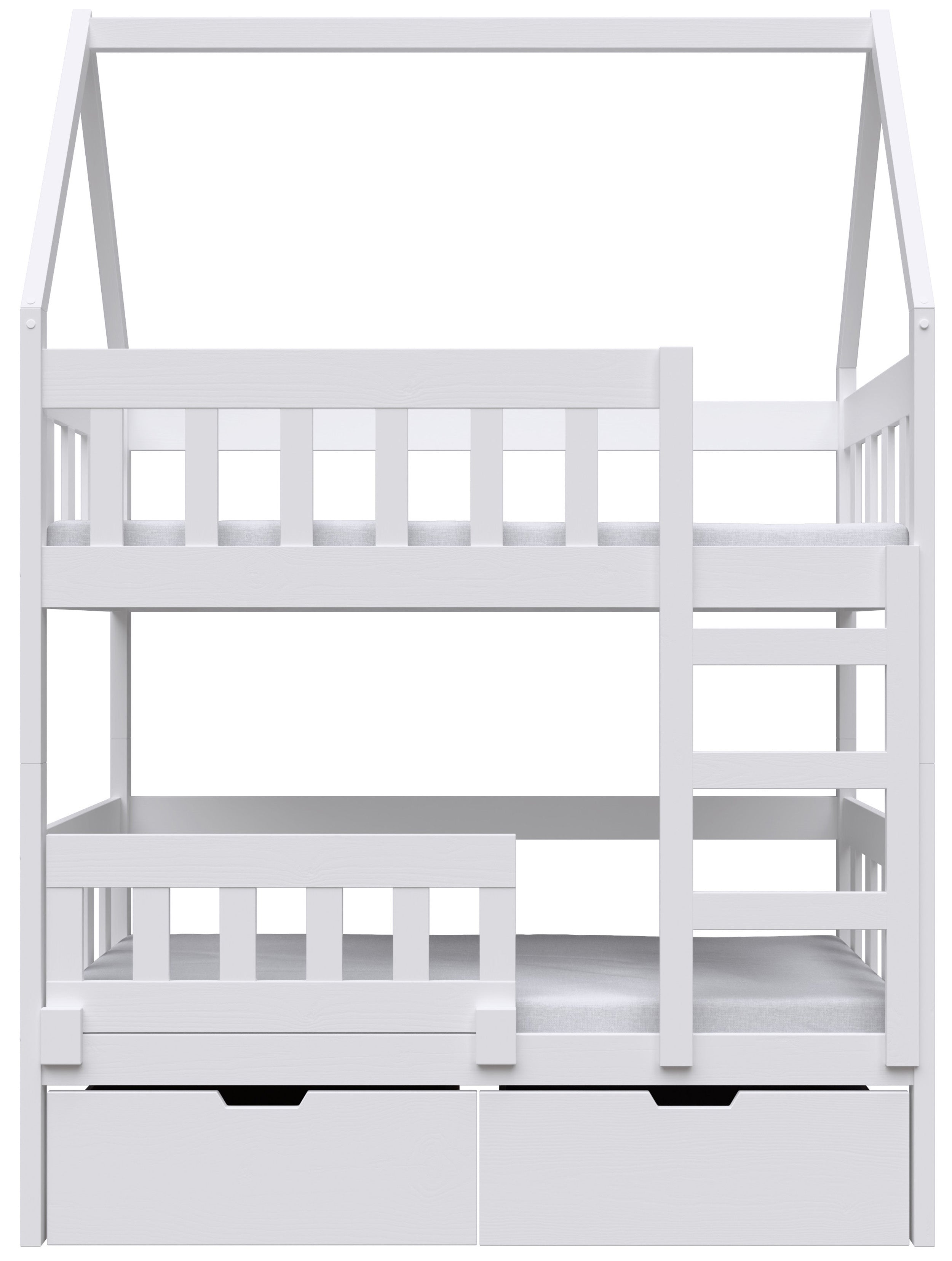Etagenbett 75x180 cm Vistena Doppelbett Haus mit Schubladen weiß