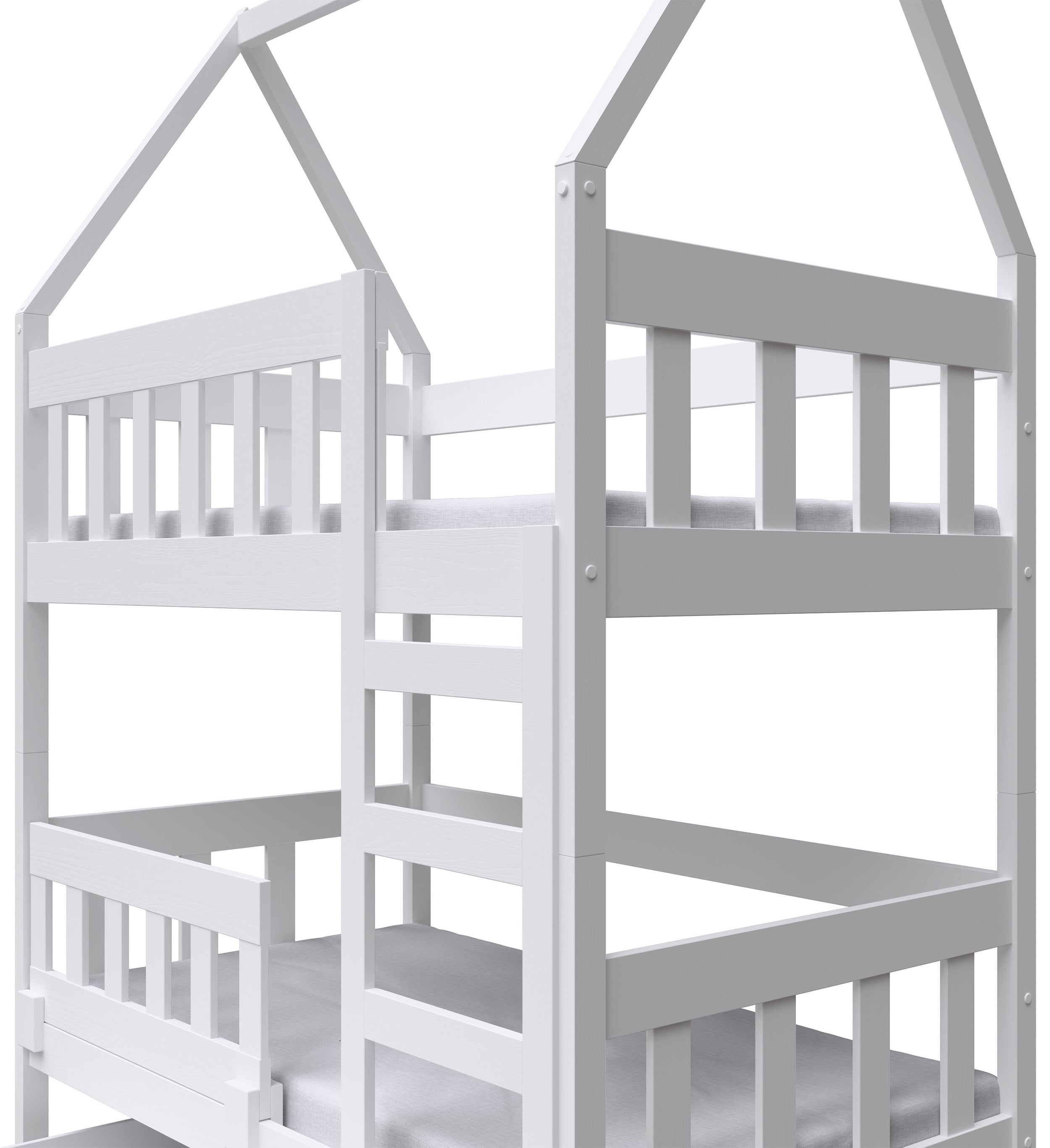 Etagenbett 75x180 cm Vistena Doppelbett Haus mit Schubladen weiß
