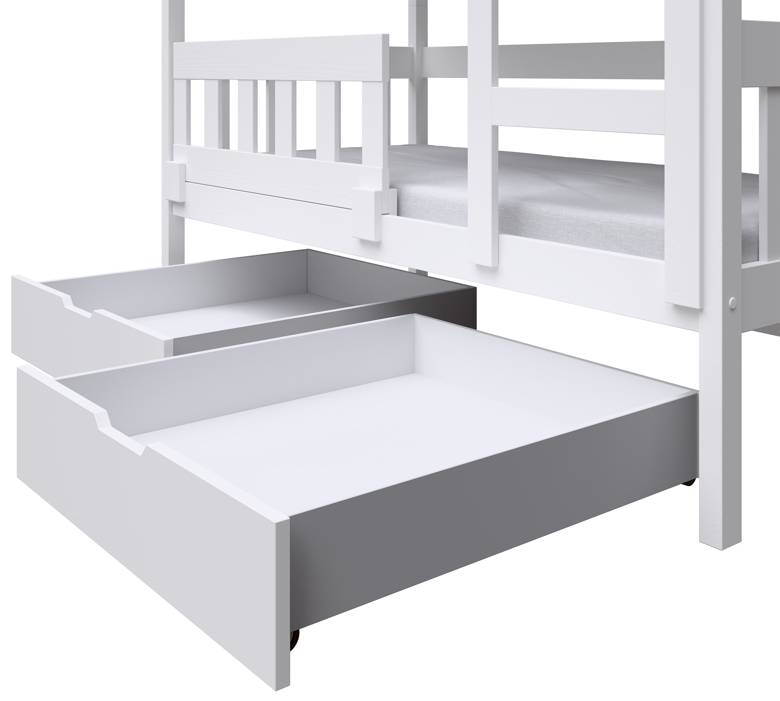 Etagenbett 75x180 cm Vistena Doppelbett Haus mit Schubladen weiß