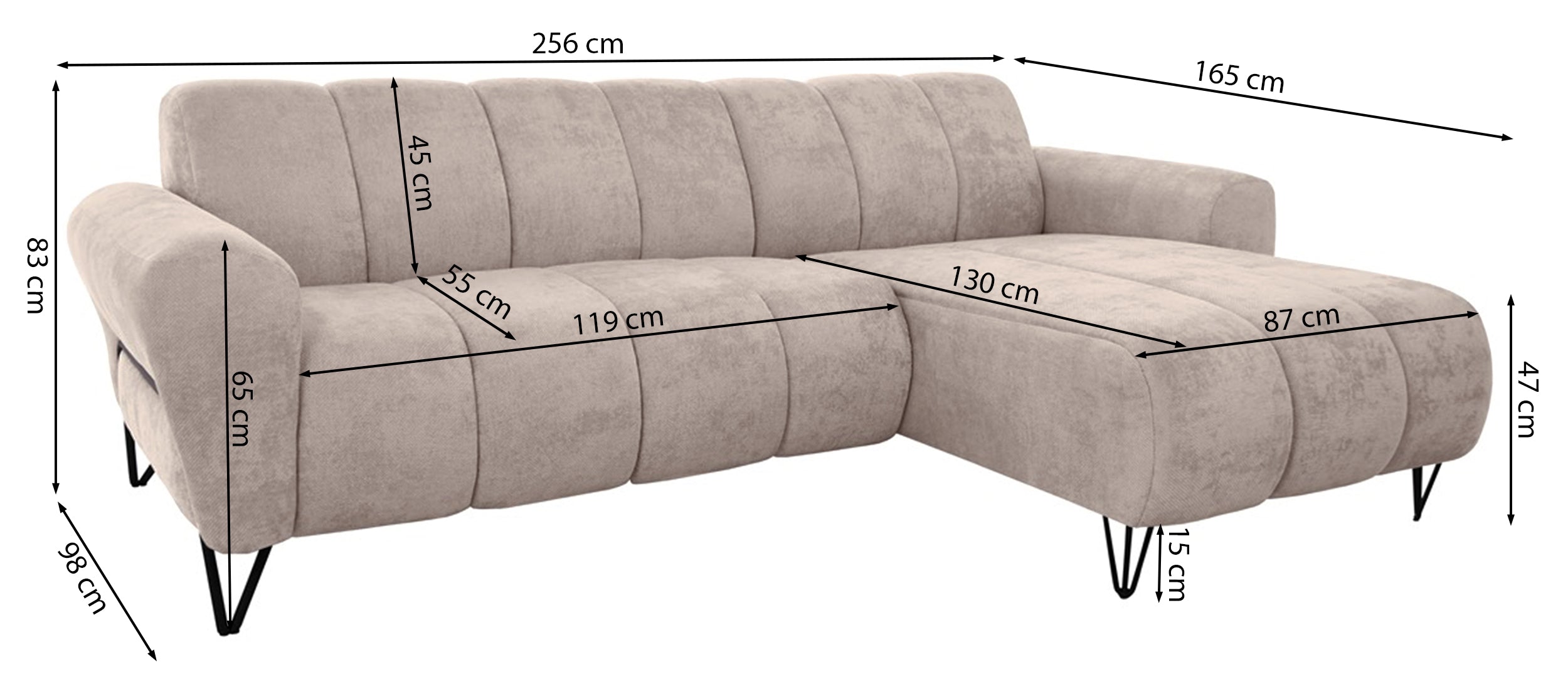 Volare Mini Ecksofa L-förmig, linksseitig, beige, Chenille, pflegeleicht