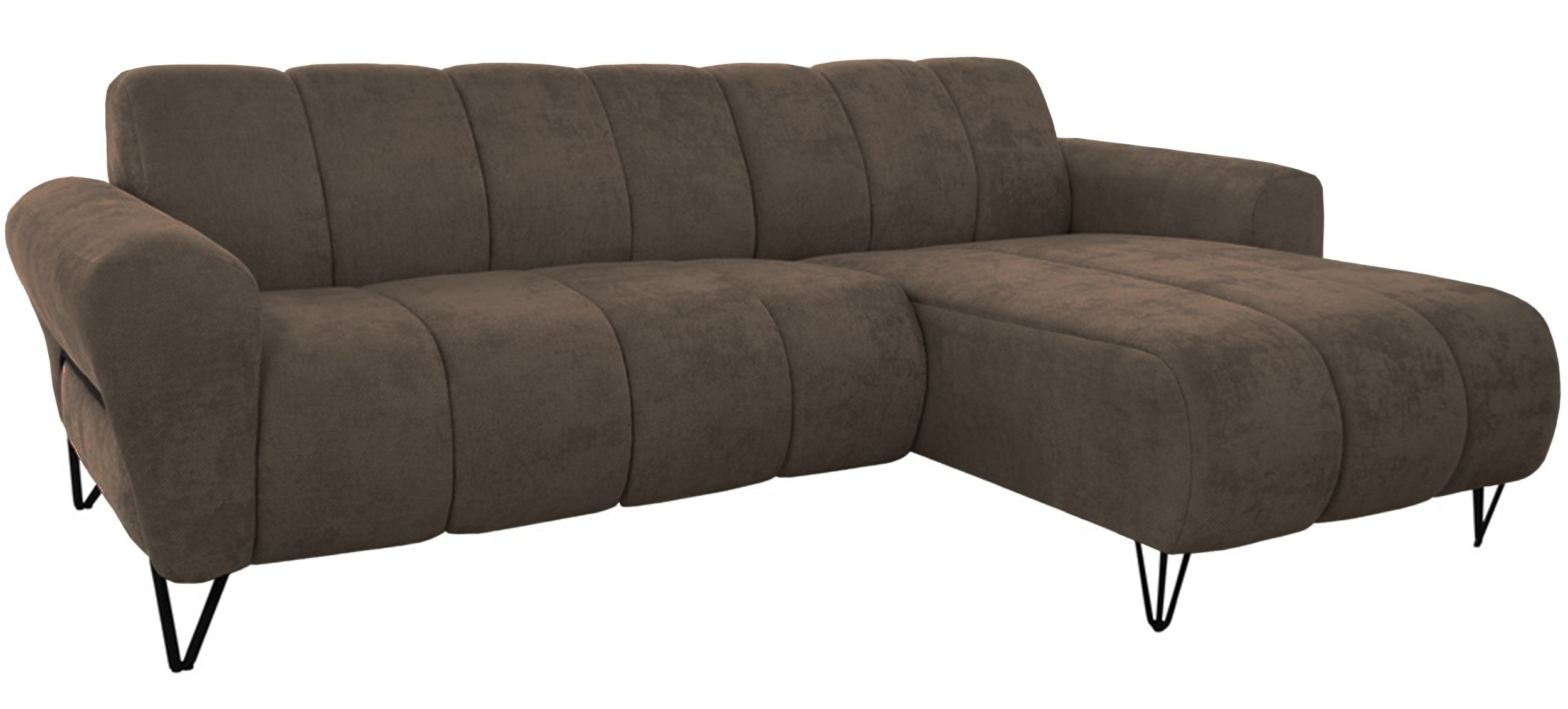 Ecksofa Volare Mini L-förmig, rechtsseitig, brauner Chenille, leicht zu reinigen