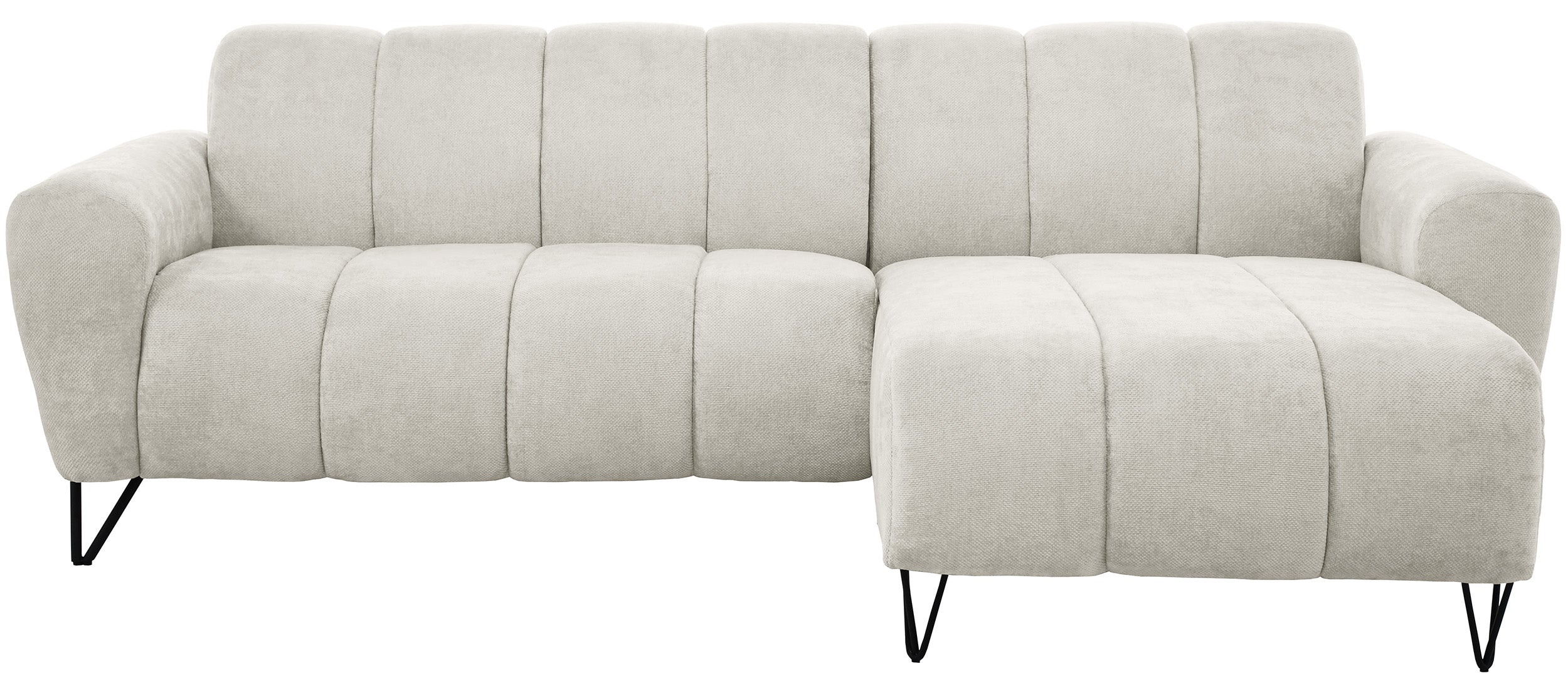 Ecksofa Volare Mini L-förmig rechtsseitig, cremefarben, pflegeleichter Chenille-Stoff