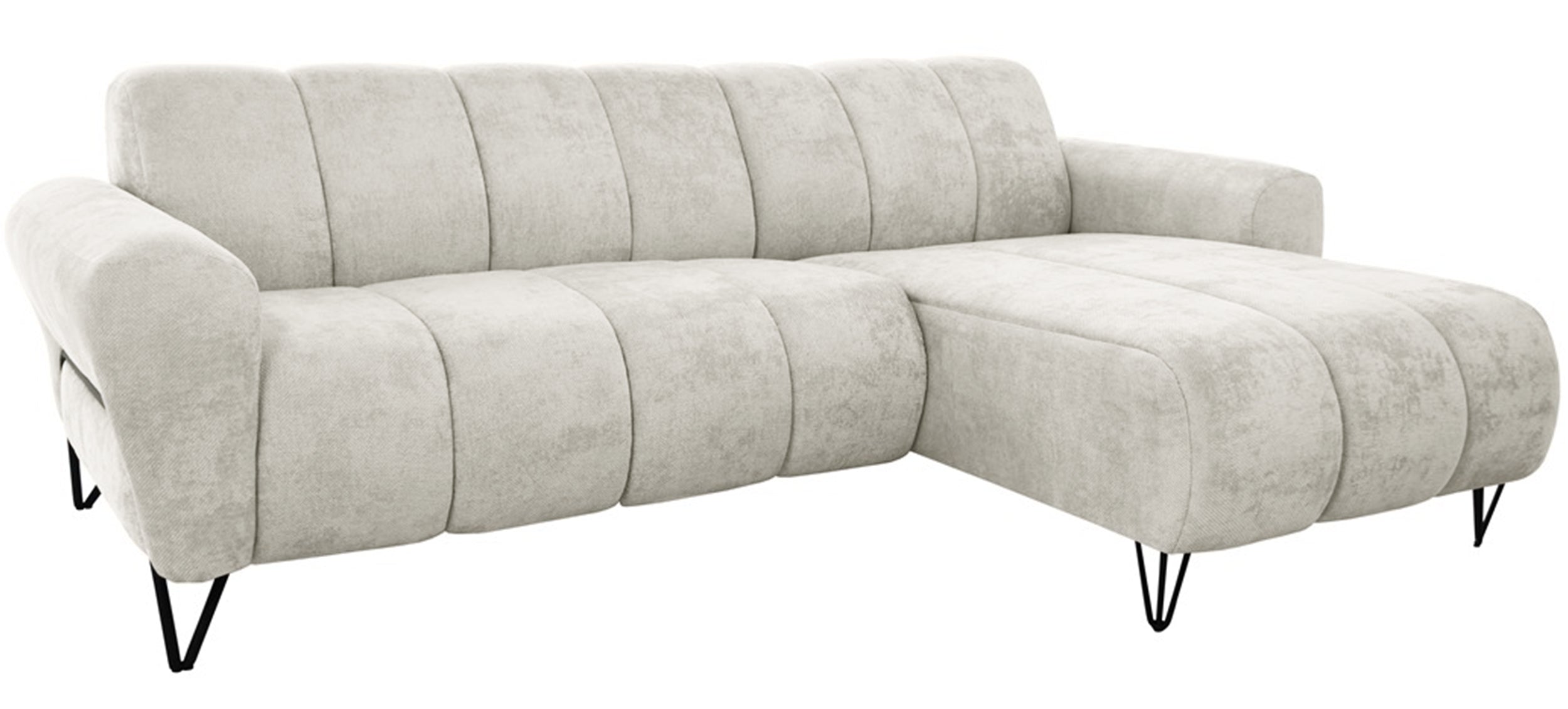 Ecksofa Volare Mini L-förmig rechtsseitig, cremefarben, pflegeleichter Chenille-Stoff