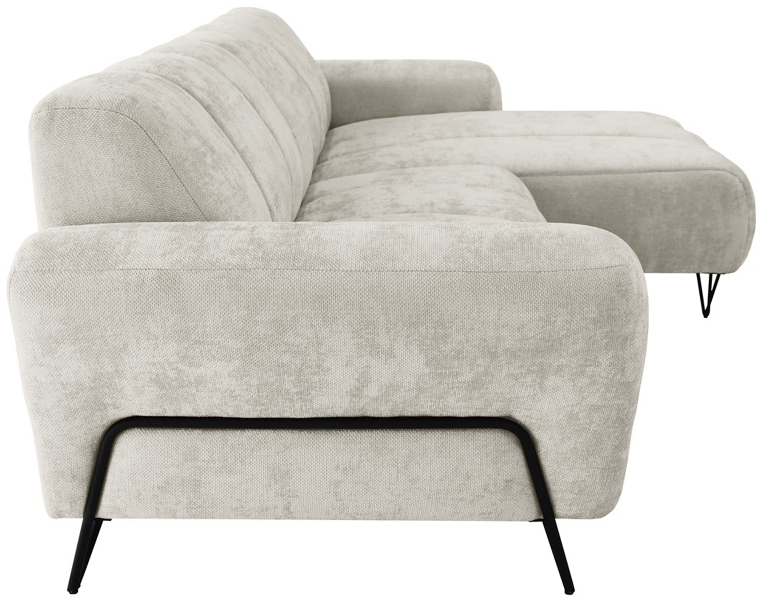 Ecksofa Volare Mini L-förmig rechtsseitig, cremefarben, pflegeleichter Chenille-Stoff