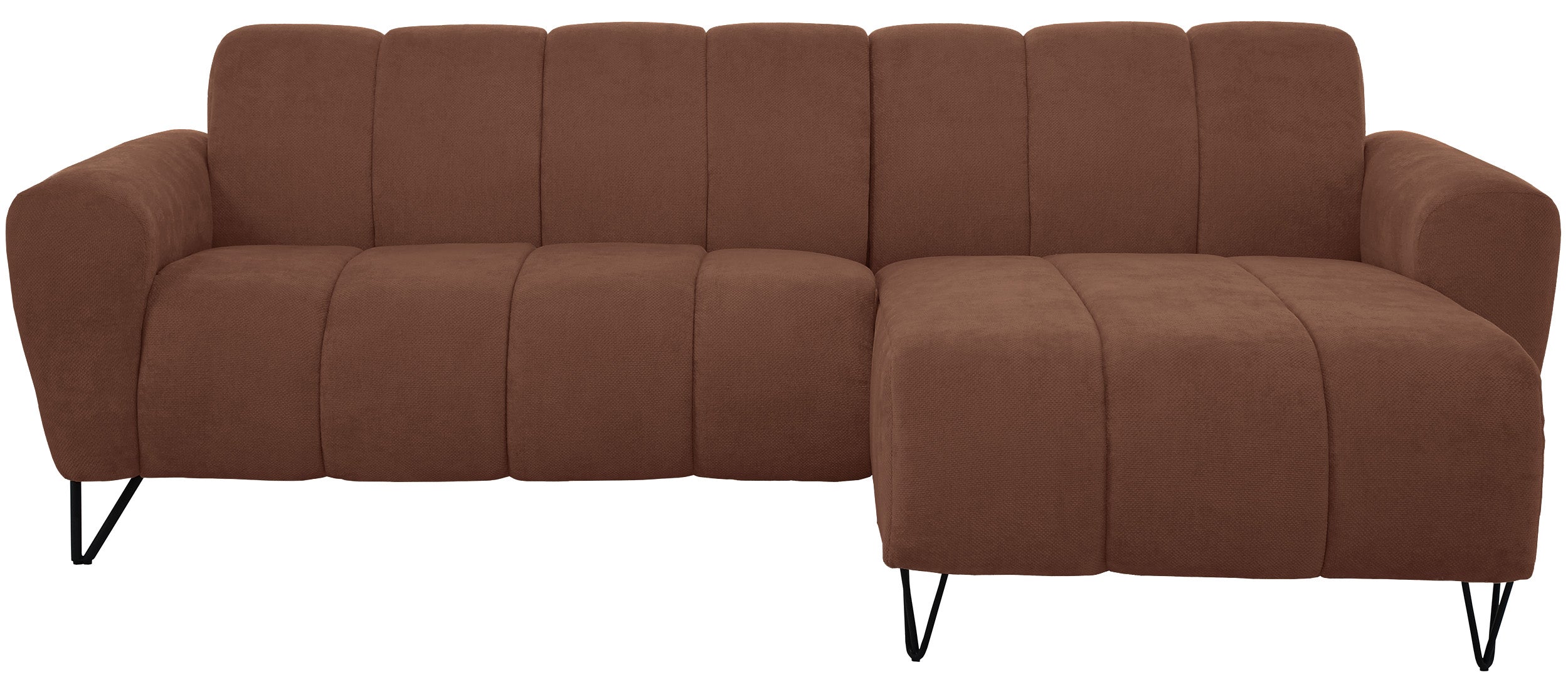 Ecksofa Volare Mini L-förmig, rechtsseitig, kupferfarben, pflegeleichter Chenille-Stoff