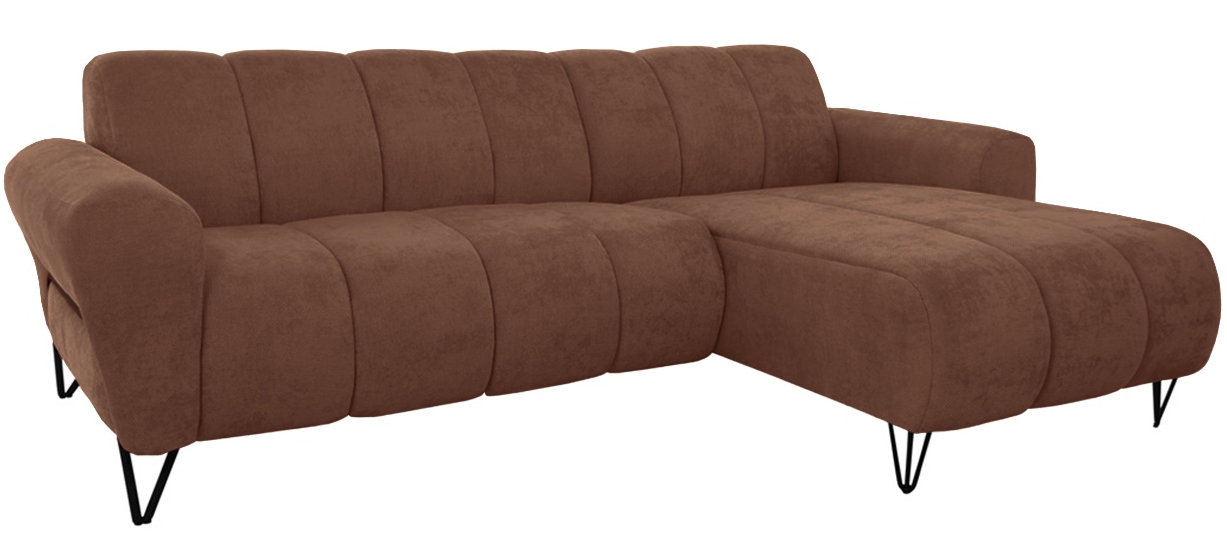 Ecksofa Volare Mini L-förmig, rechtsseitig, kupferfarben, pflegeleichter Chenille-Stoff