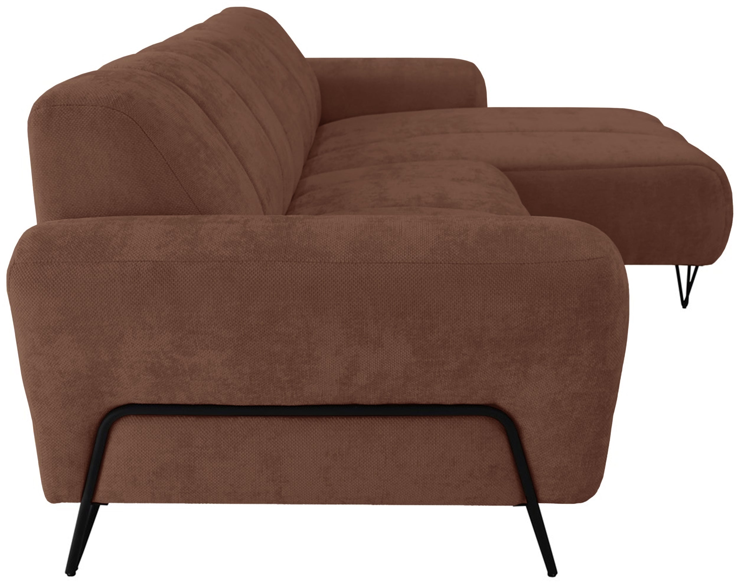 Ecksofa Volare Mini L-förmig, rechtsseitig, kupferfarben, pflegeleichter Chenille-Stoff