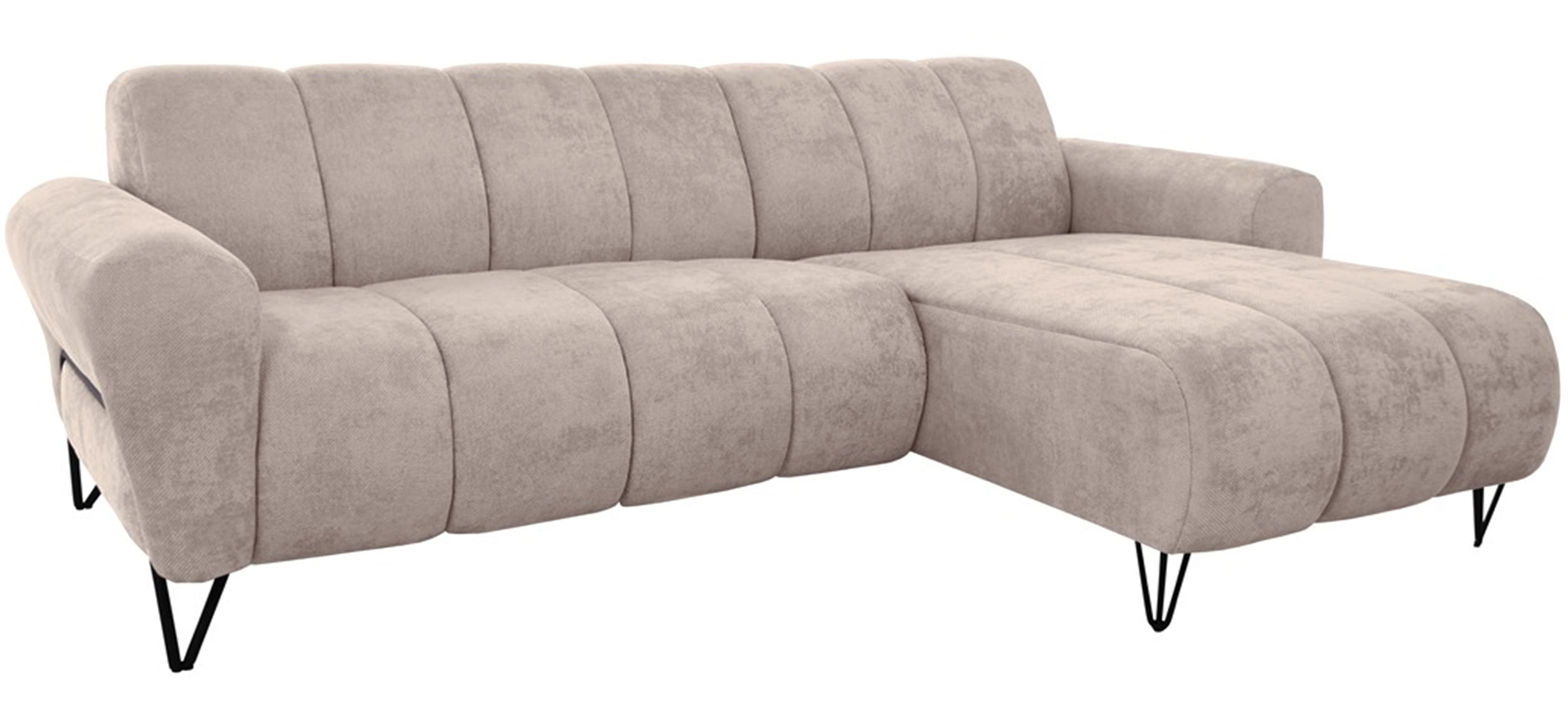 Ecksofa Volare Mini L-förmig rechtsseitig beige Chenille, leicht zu reinigen