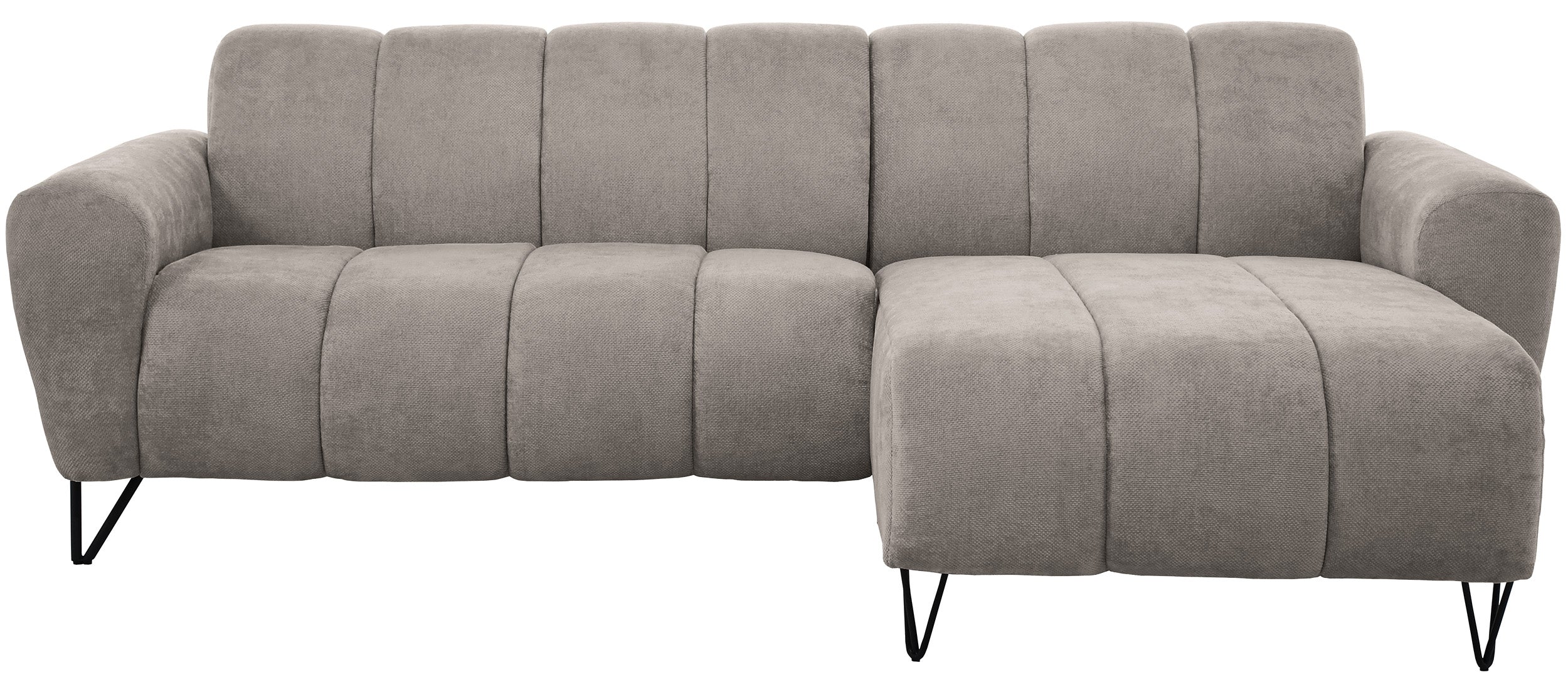 Ecksofa Volare Mini L-förmig, rechtsseitig, grau-beige, leicht zu reinigender Chenille-Stoff