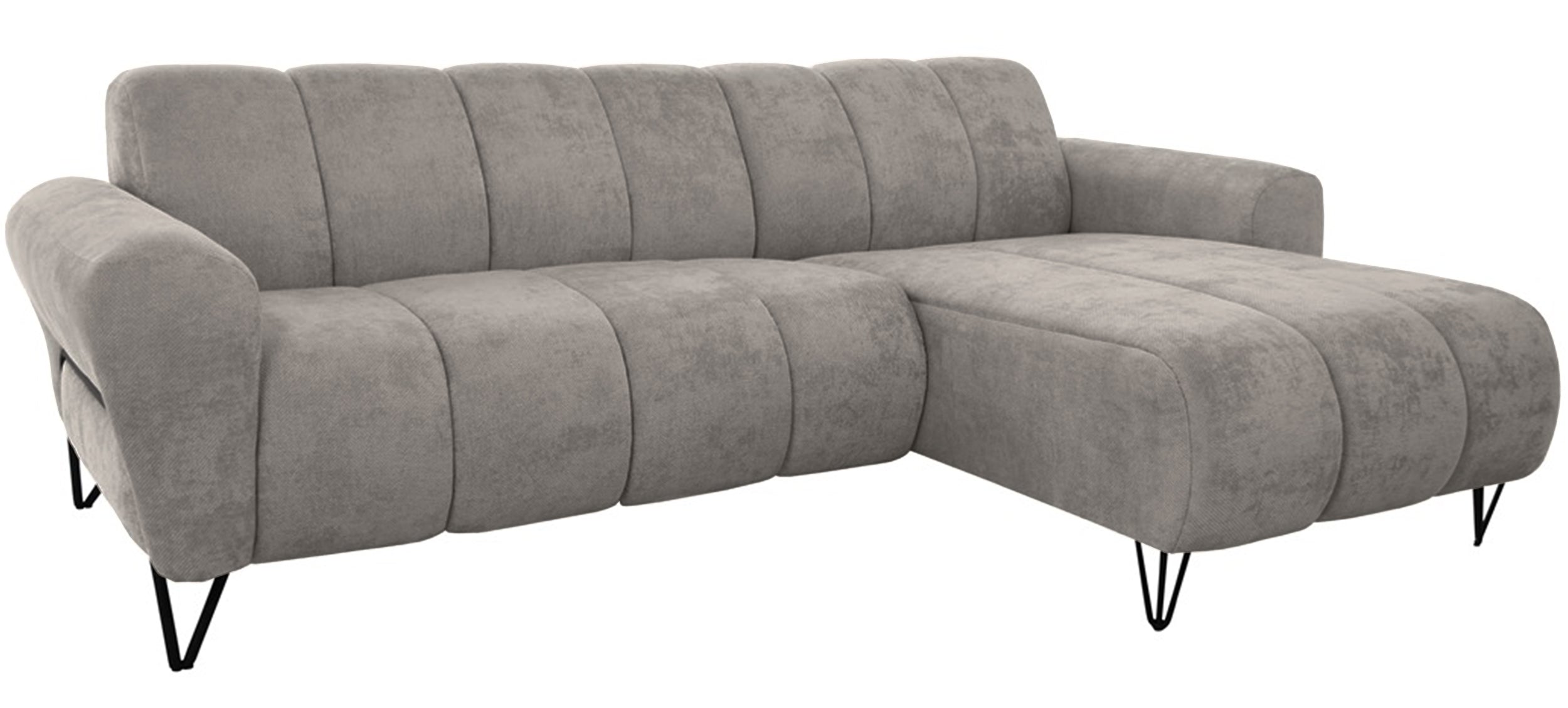 Ecksofa Volare Mini L-förmig, rechtsseitig, grau-beige, leicht zu reinigender Chenille-Stoff