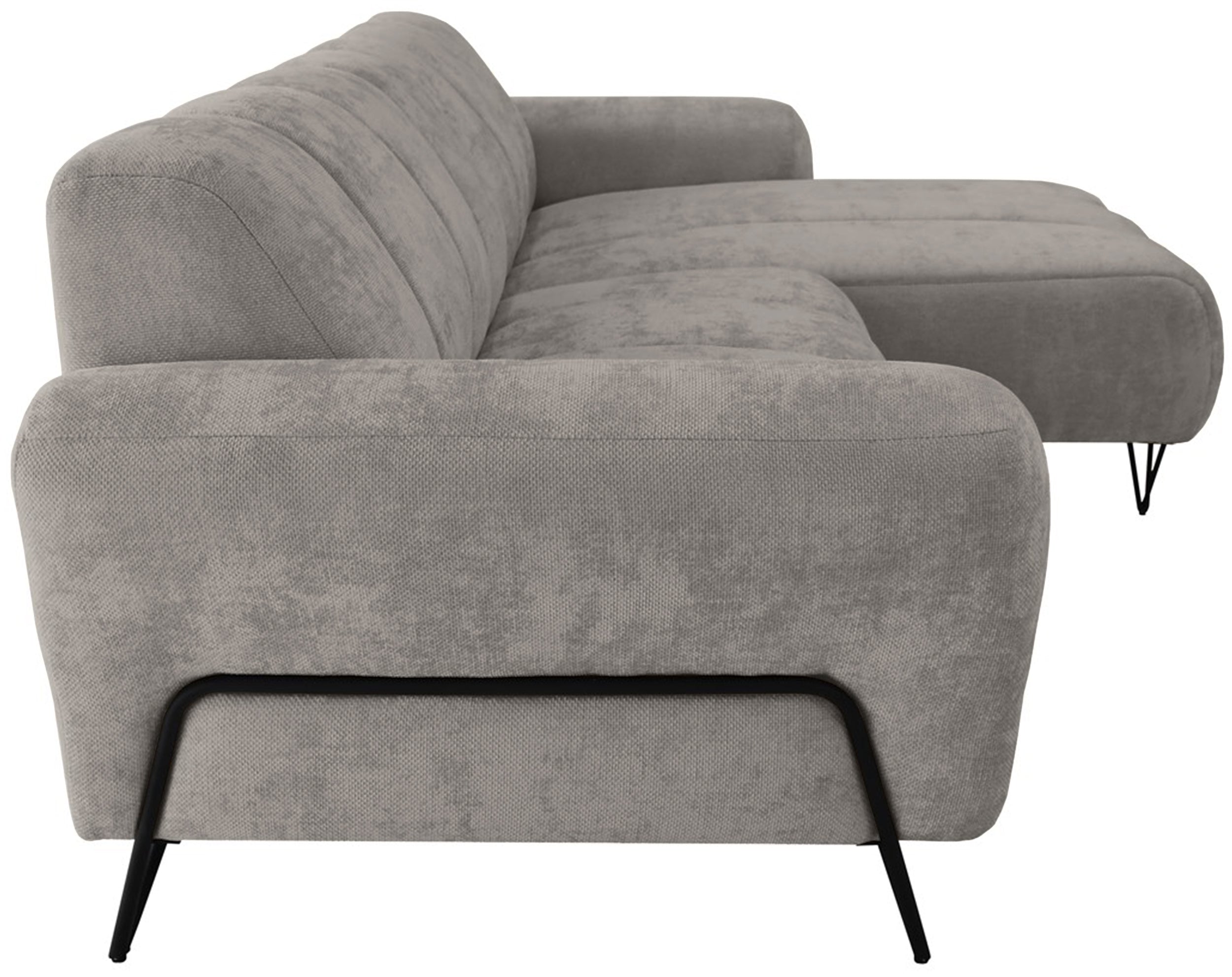 Ecksofa Volare Mini L-förmig, rechtsseitig, grau-beige, leicht zu reinigender Chenille-Stoff