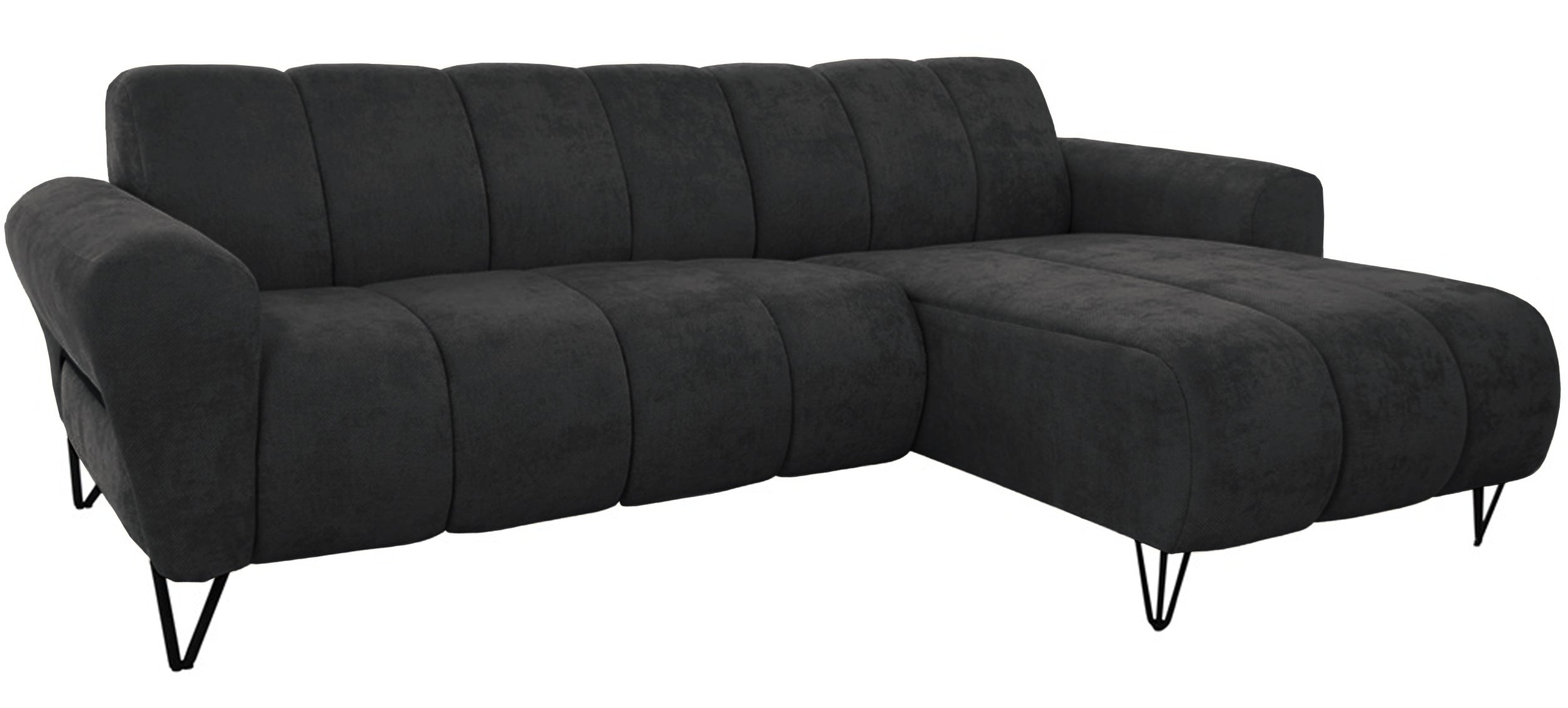 Ecksofa Volare Mini L-förmig rechtsseitig schwarz, pflegeleichter Chenillestoff
