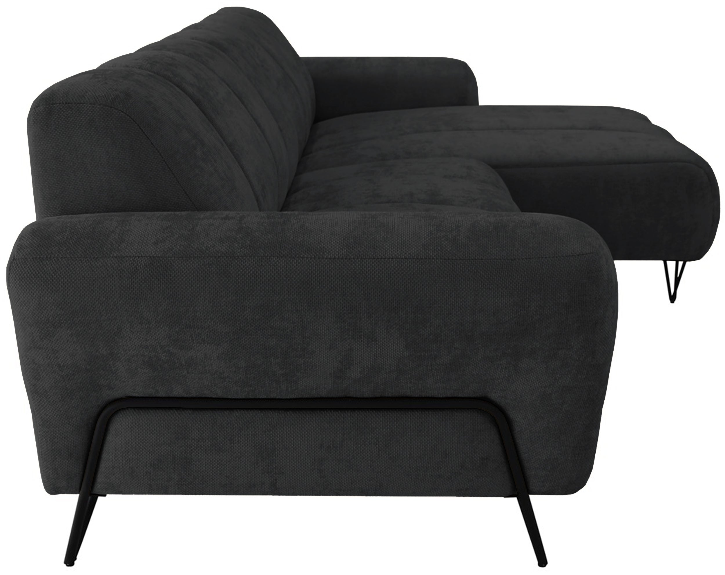 Ecksofa Volare Mini L-förmig rechtsseitig schwarz, pflegeleichter Chenillestoff