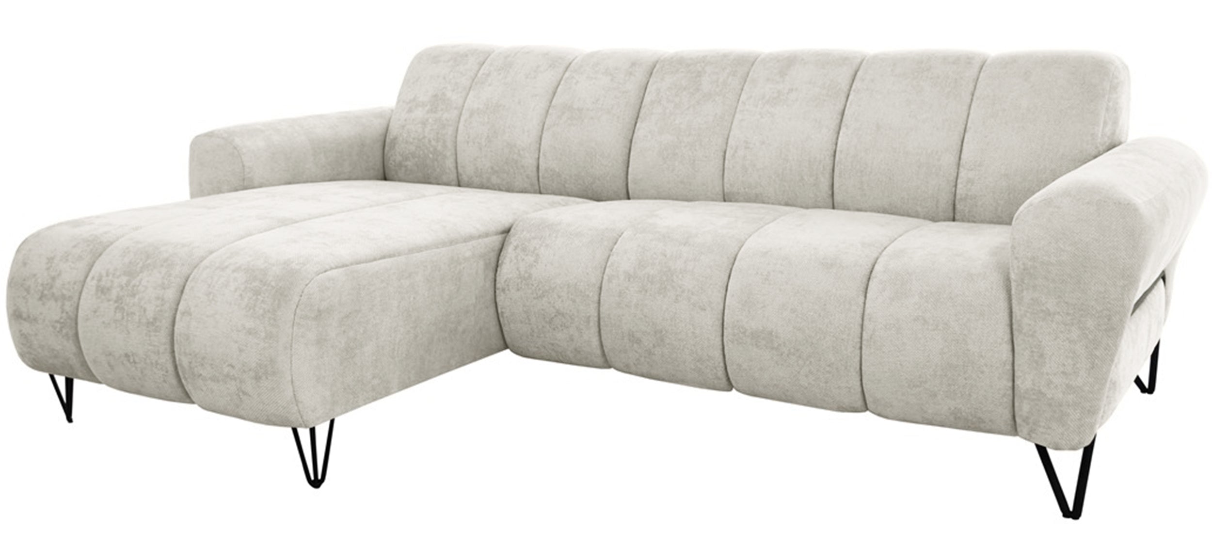 Ecksofa Volare Mini L-förmig linksseitig, cremefarben, pflegeleichter Chenillestoff