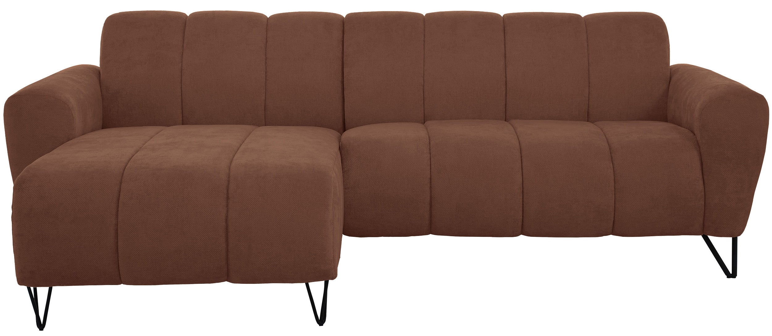 Ecksofa Volare Mini L-förmig linksseitig kupferfarben Chenille, leicht zu reinigen