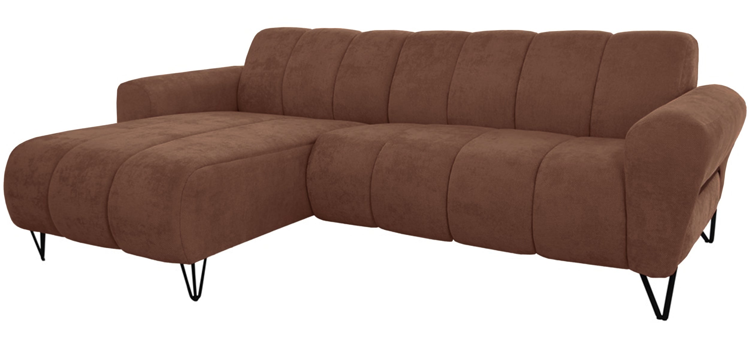 Ecksofa Volare Mini L-förmig linksseitig kupferfarben Chenille, leicht zu reinigen
