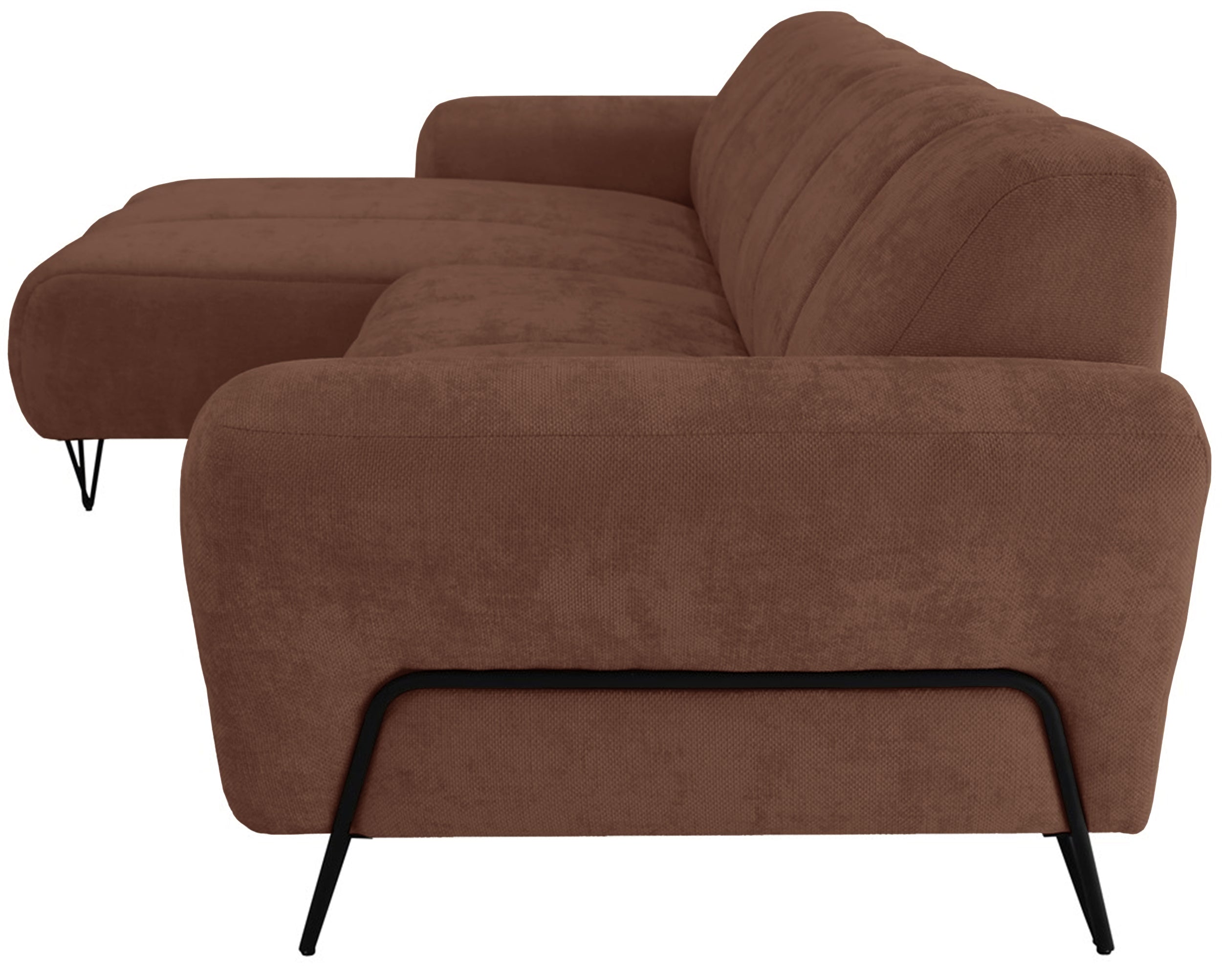 Ecksofa Volare Mini L-förmig linksseitig kupferfarben Chenille, leicht zu reinigen