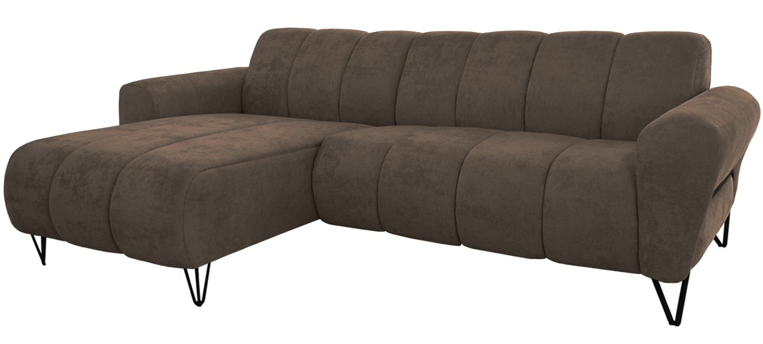 Ecksofa Volare Mini L-förmig linksseitig brauner Chenille leicht zu reinigen