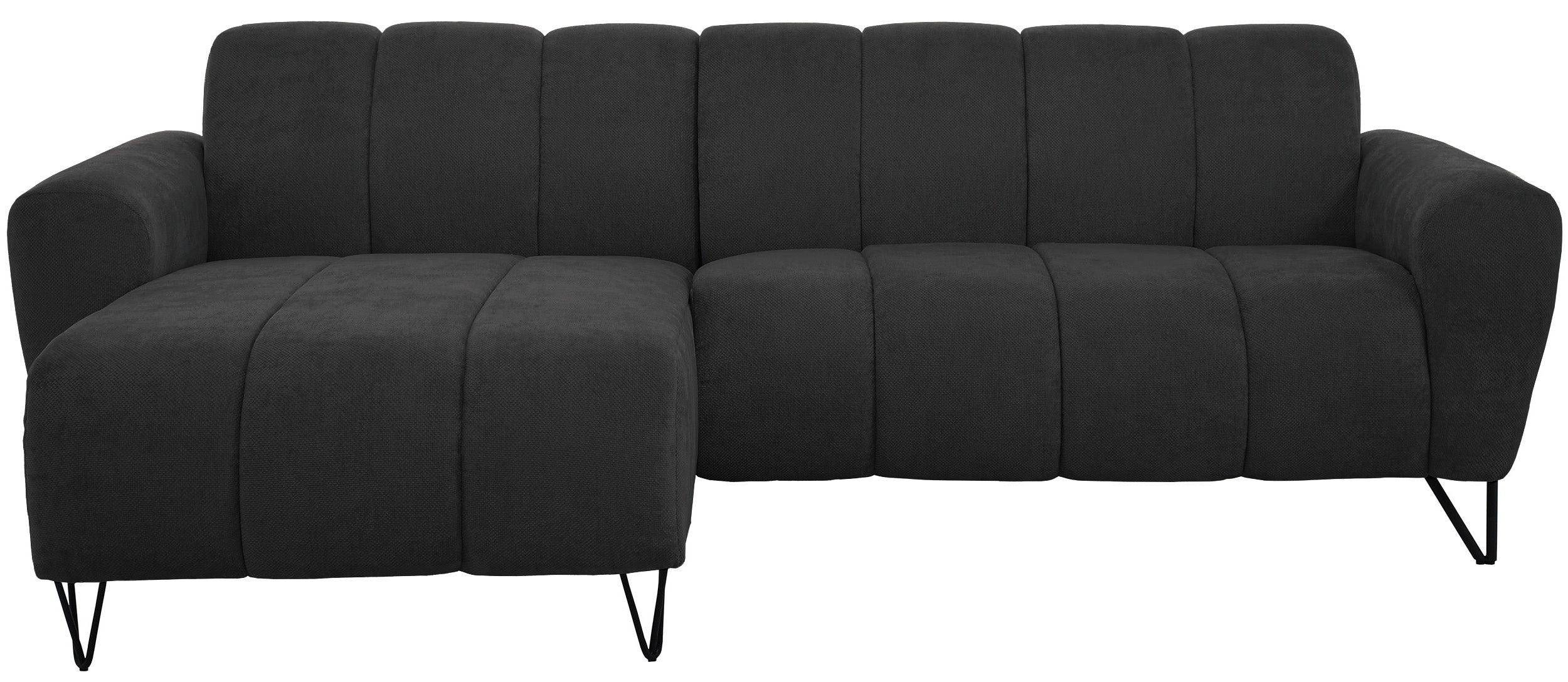 Ecksofa Volare Mini L-förmig linksseitig, schwarz, leicht zu reinigender Chenille-Stoff