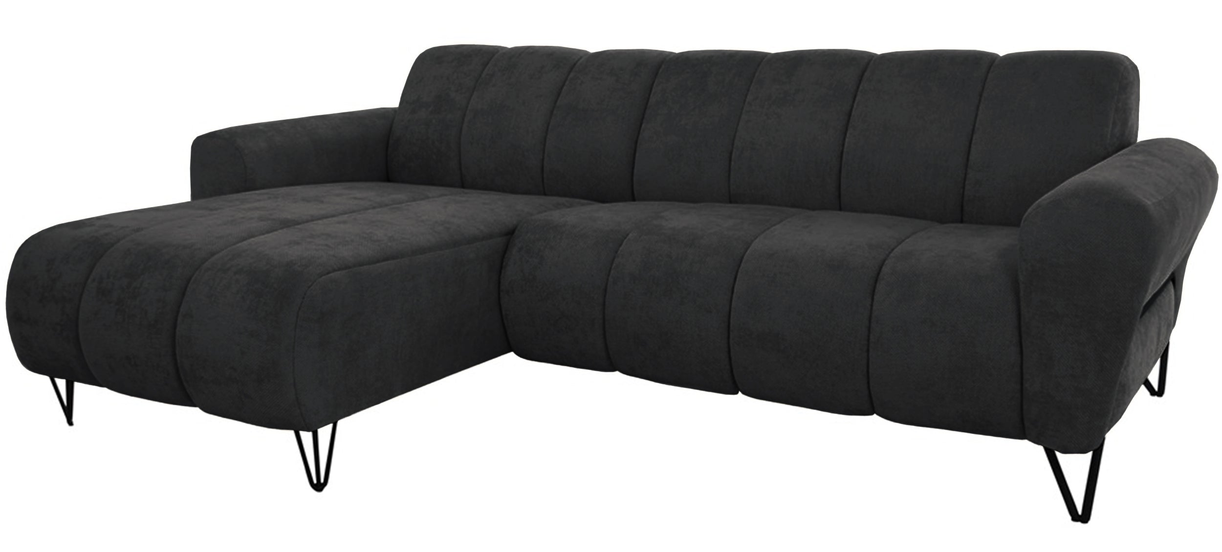 Ecksofa Volare Mini L-förmig linksseitig, schwarz, leicht zu reinigender Chenille-Stoff